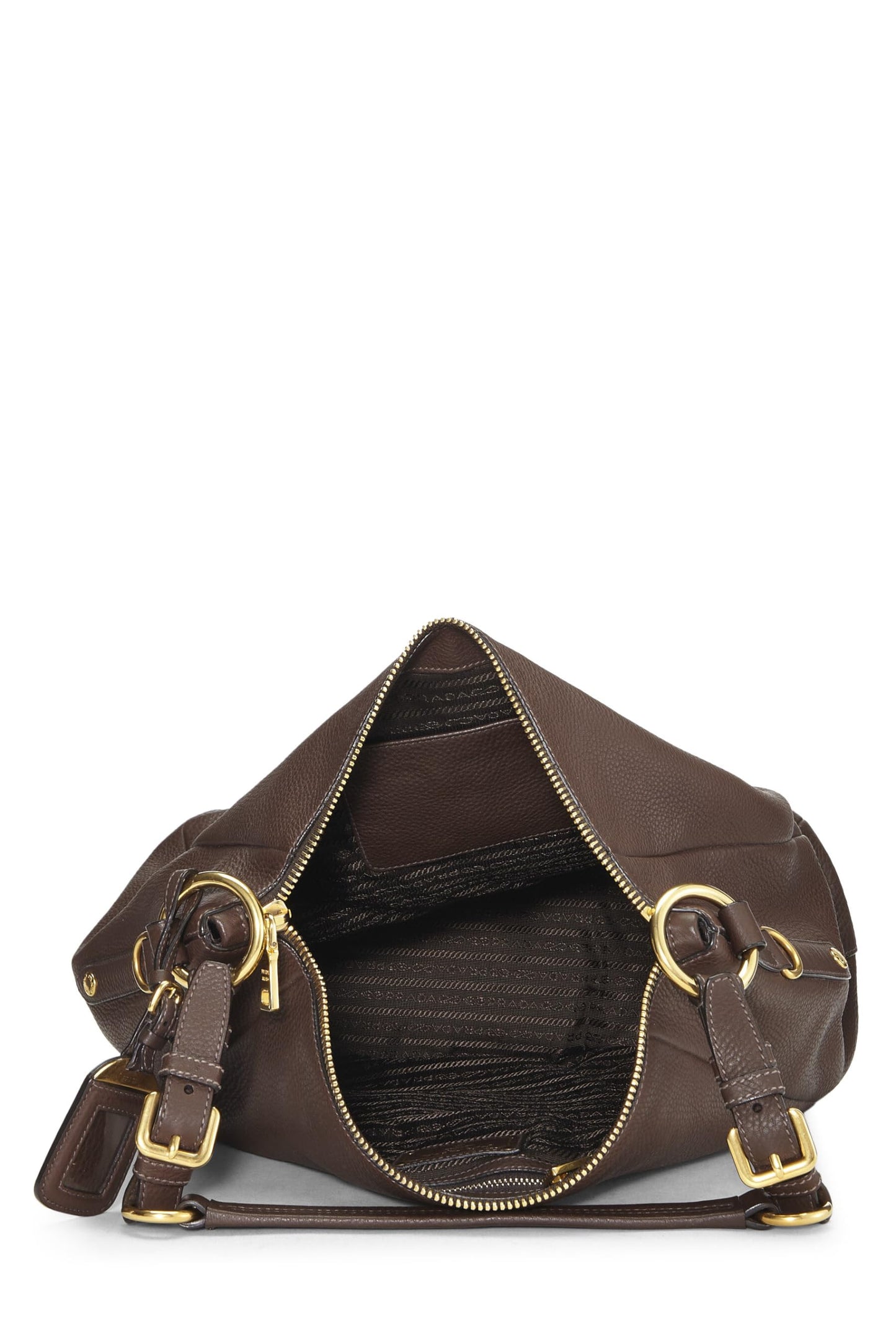Prada Daino Hobo Vitello Brown Shoulder Bag