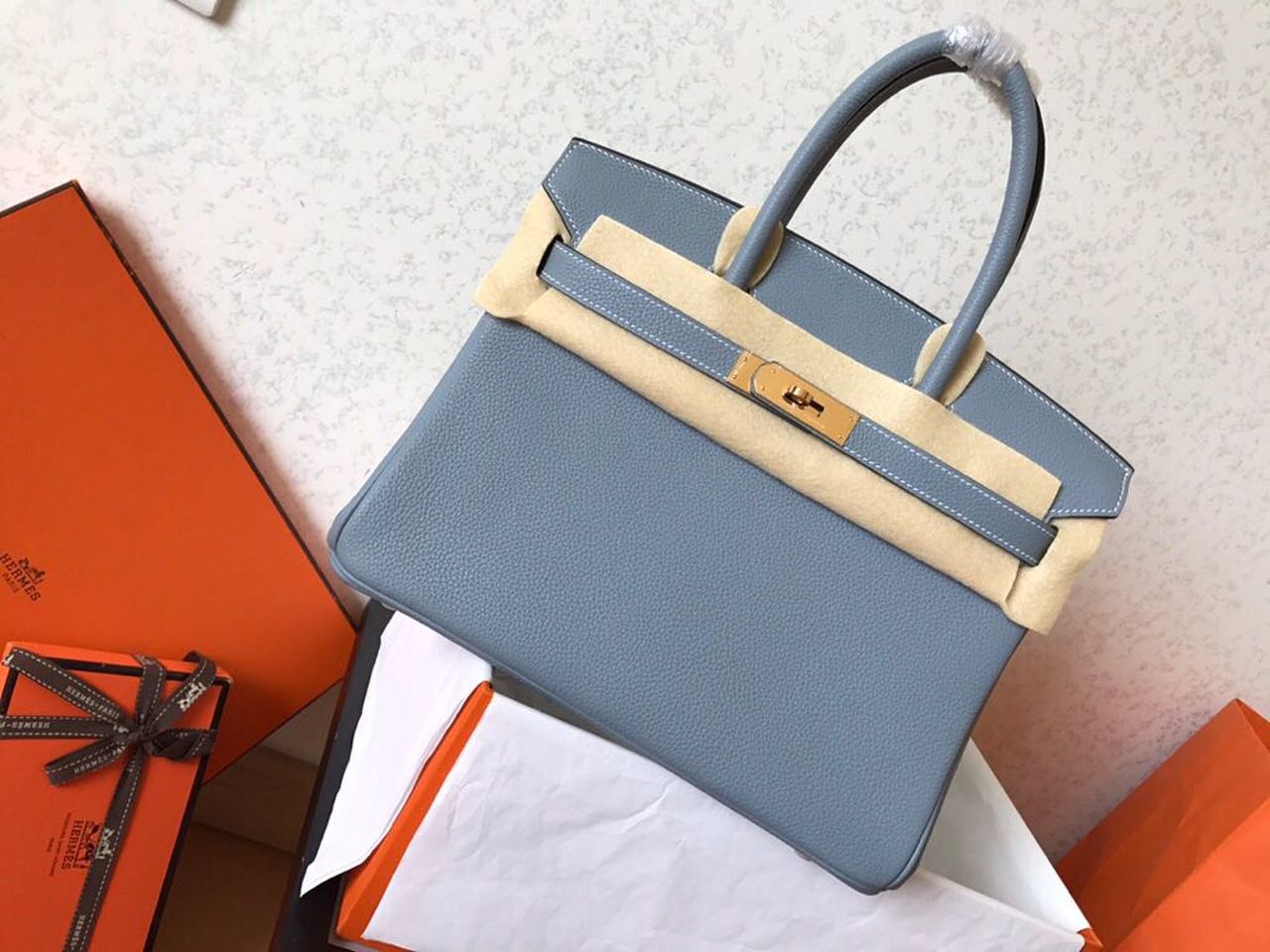 Top Quality Birkin Electric Lin For Women Blue Gold Travel Bag