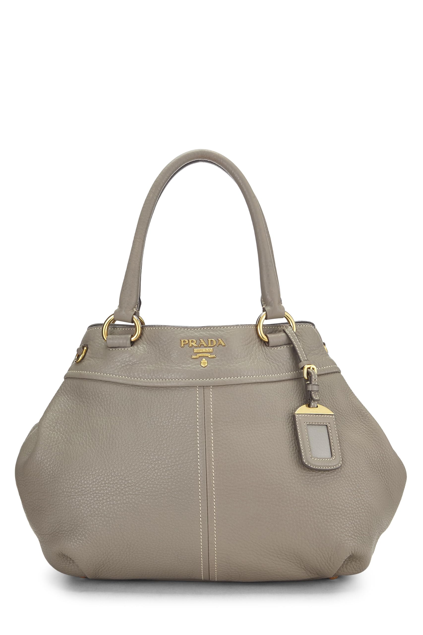 Prada Grey Daino Sacca Manici Grey Luxury Handbag Vitello Gray Travel Bag