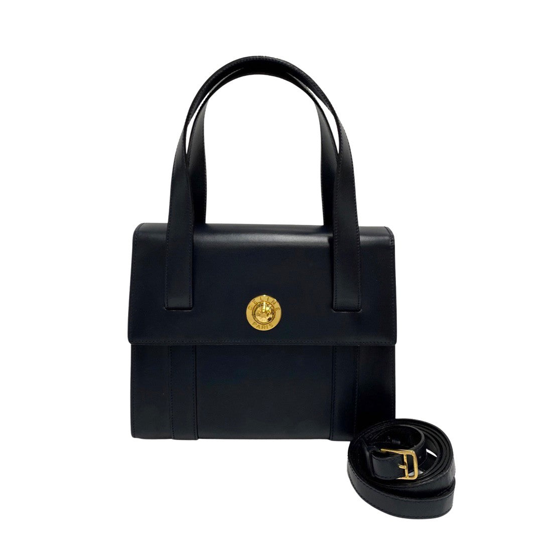 Shoulder Bag Calfskin, Navy Star Ball Women Leather