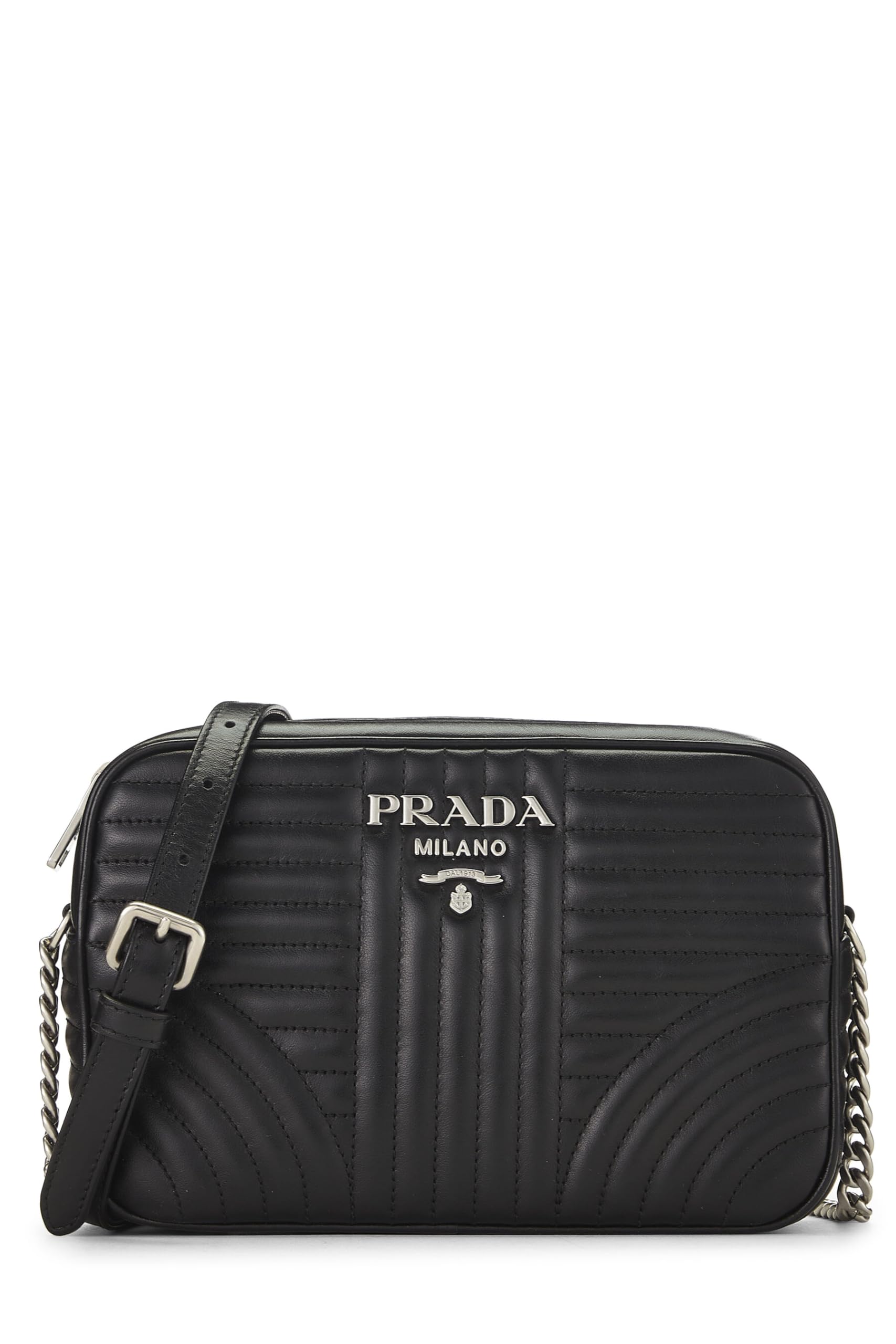 Prada Calfskin Diagramme Camera Bag Black Medium Crossbody Bag Bag Medium Black