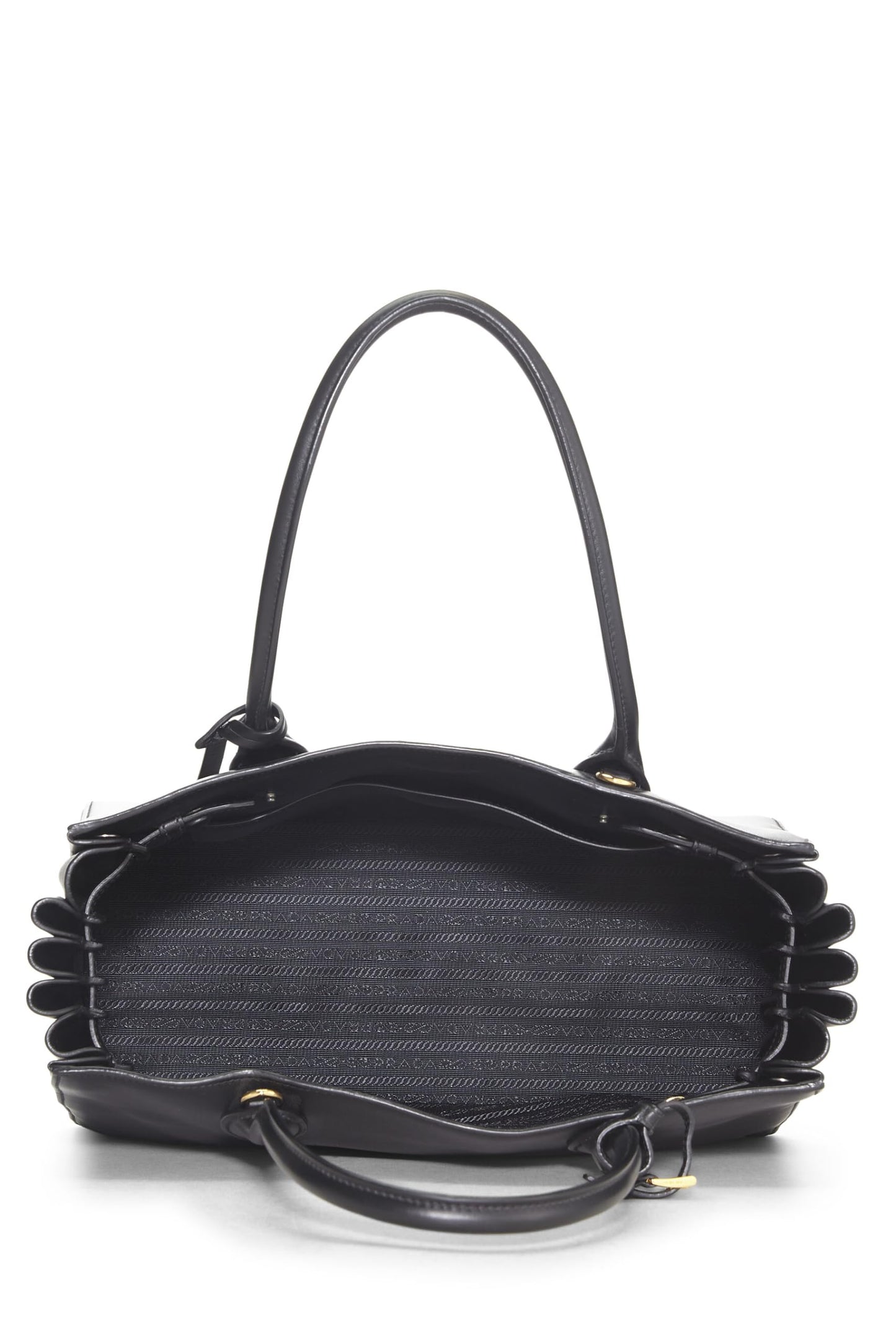 Prada Calfskin Bibliotheque Luxury Handbag Black Medium Travel Bag