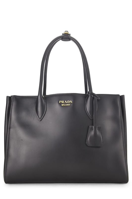 Prada Calfskin Bibliotheque Luxury Handbag Black Medium Travel Bag
