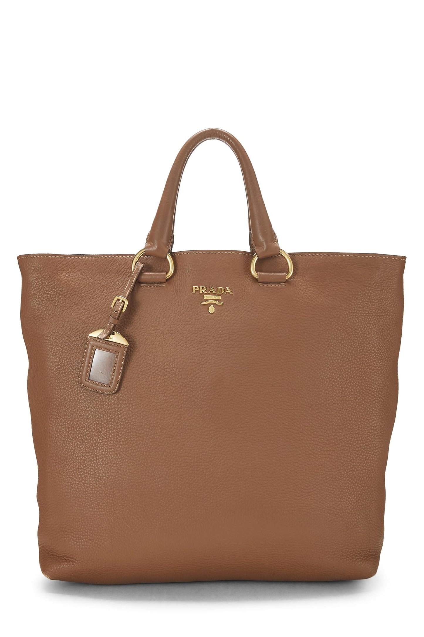 Prada Daino Phenix Convertible Shopping Tote Vitello Brown Tote Bag