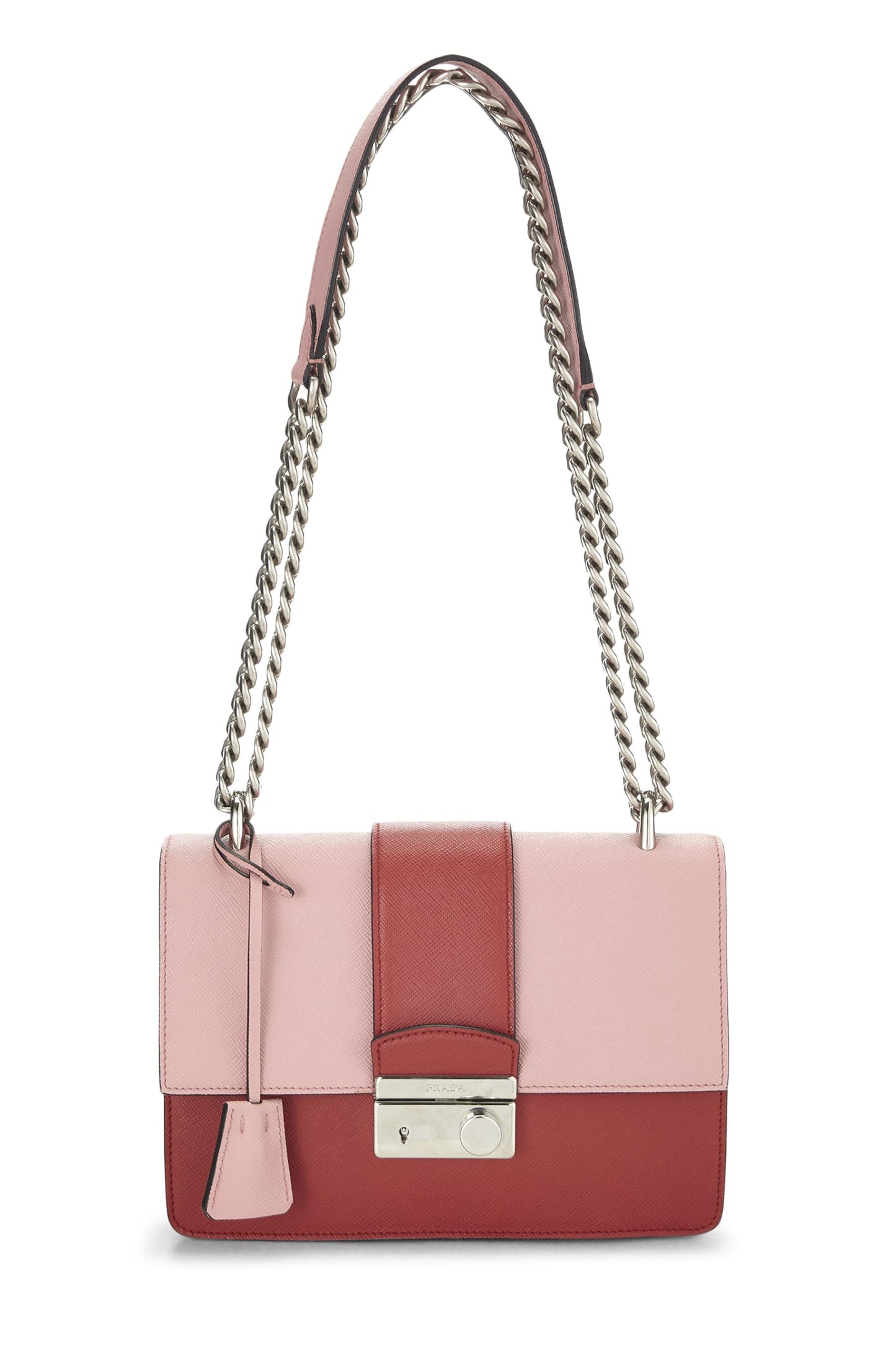 Prada Shoulder Bag Multi Leather Saffiano Red