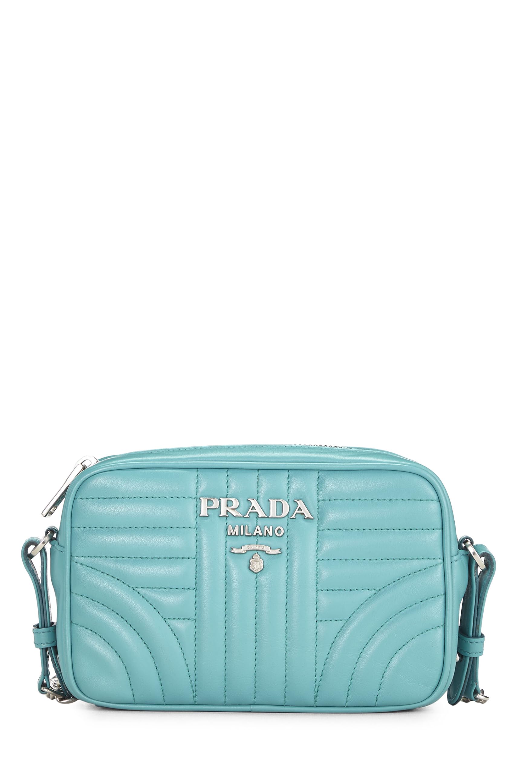 Prada Turquoise Calfskin Diagramme Camera Bag Blue Small Crossbody Bag