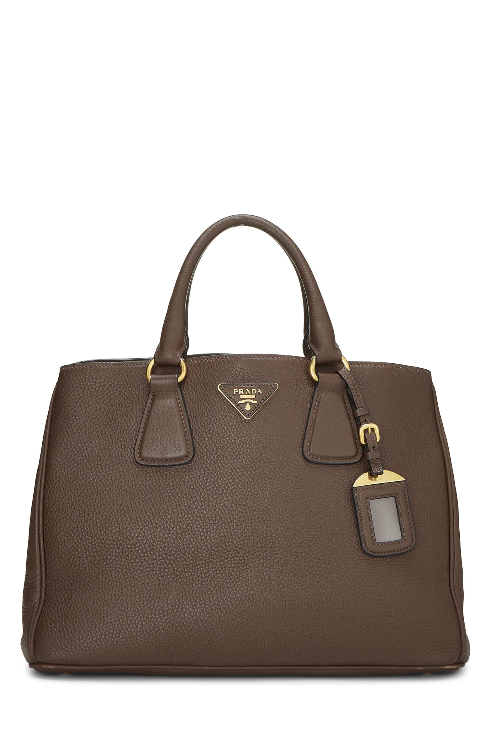 Prada Daino Convertible Tote Vitello Brown Top Handle Tote Bag