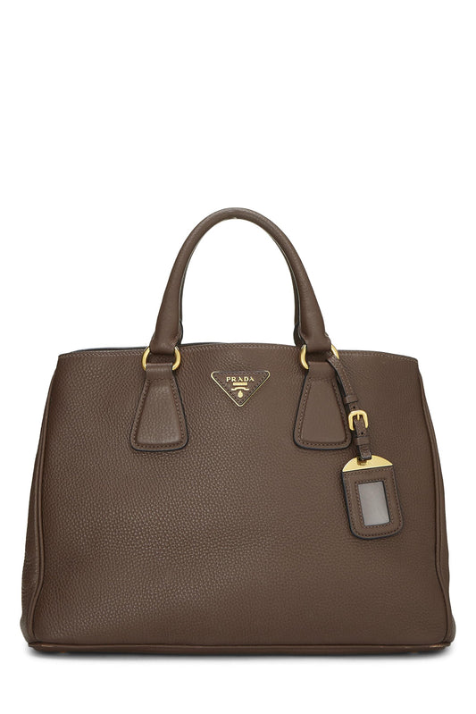 Prada Daino Convertible Tote Vitello Brown Top Handle Tote Bag