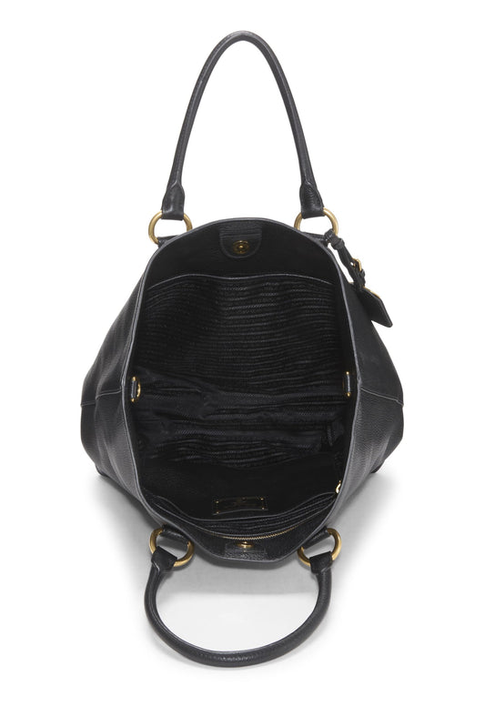 Prada Daino Phenix Convertible Shopping Tote Vitello Black Tote Bag