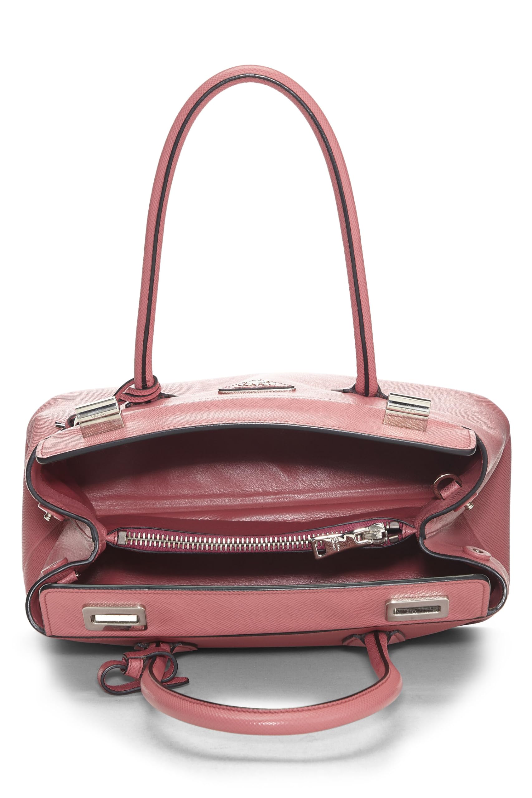 Prada Turnlock Cuir Tote Leather Saffiano Pink Tote Bag