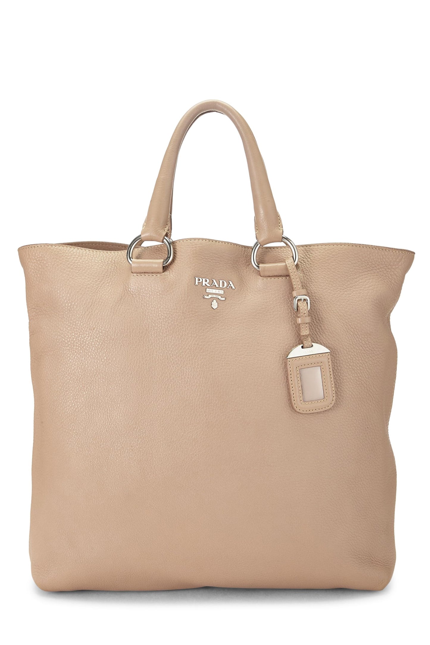 Prada Daino Convertible Tote Vitello Beige Top Handle Tote Bag