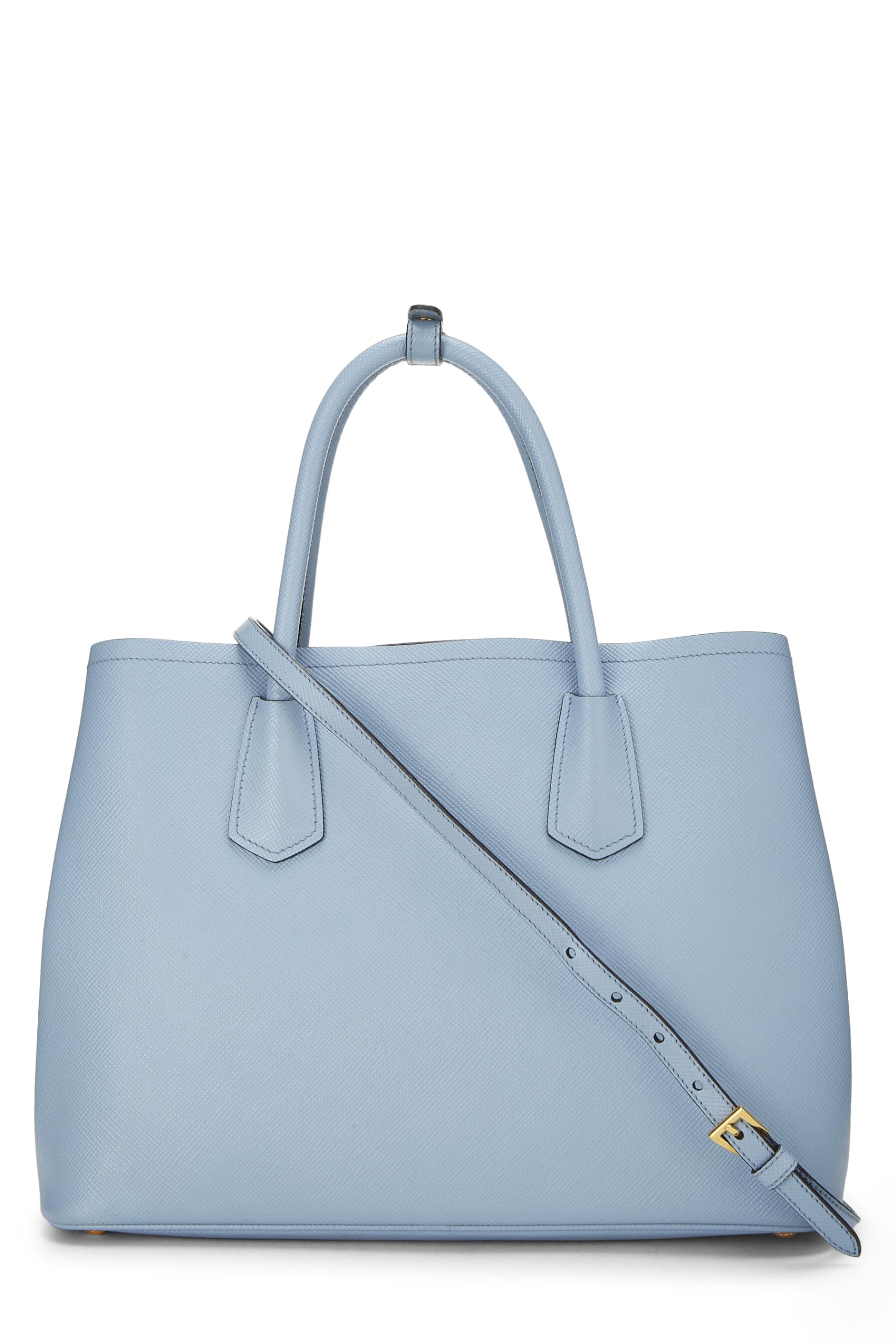 Prada Double Bag Tote Saffiano Blue Medium Tote Bag
