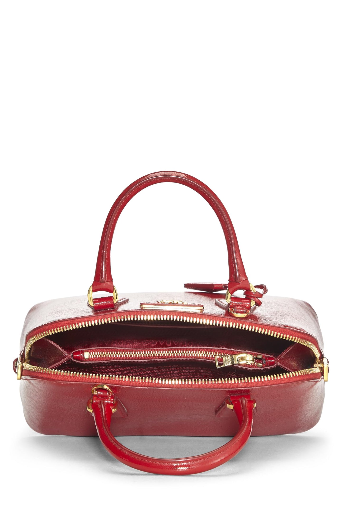 Prada Vernice Promenade Luxury Handbag Saffiano Red Small Travel Bag