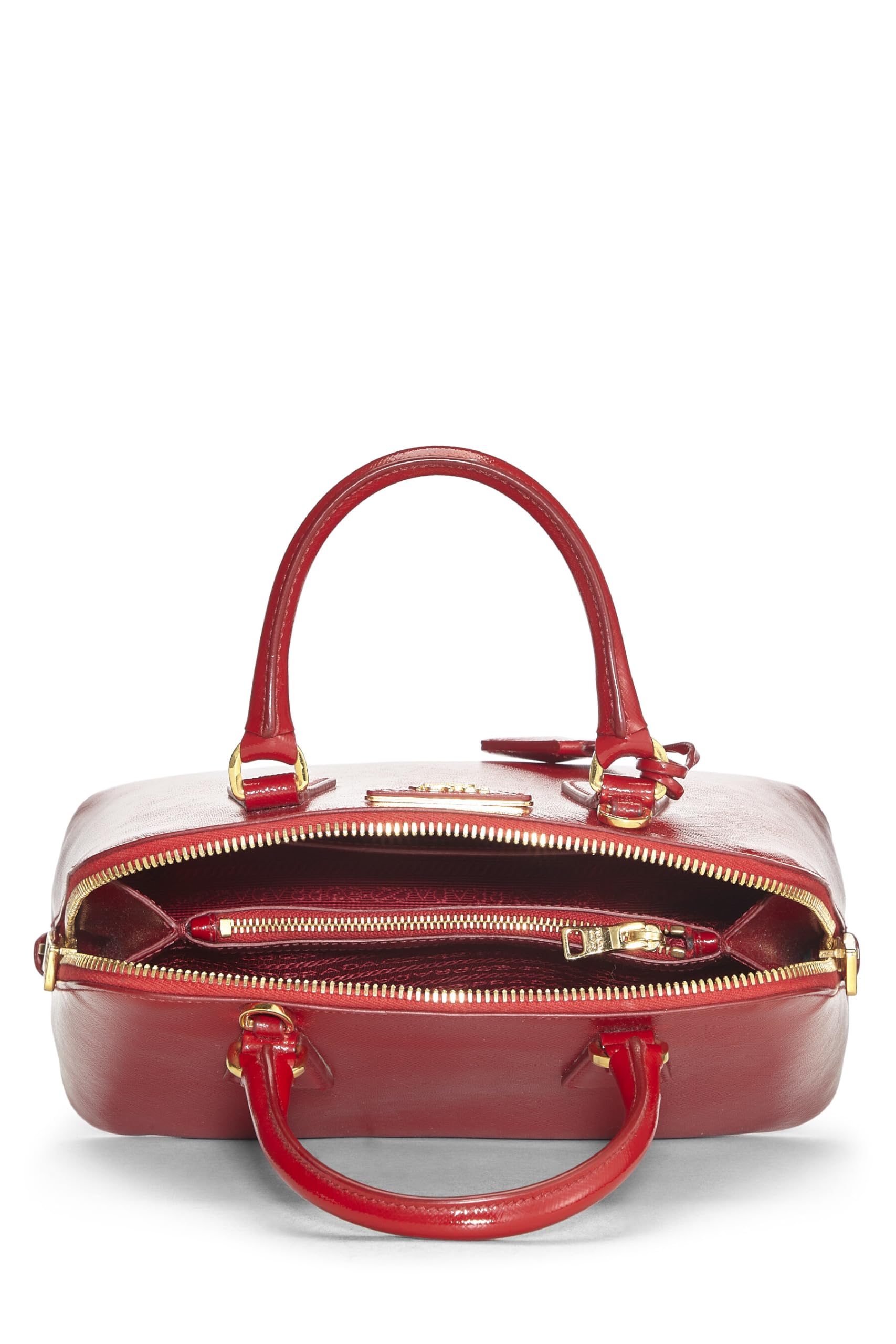 Prada Vernice Promenade Luxury Handbag Saffiano Red Small Travel Bag