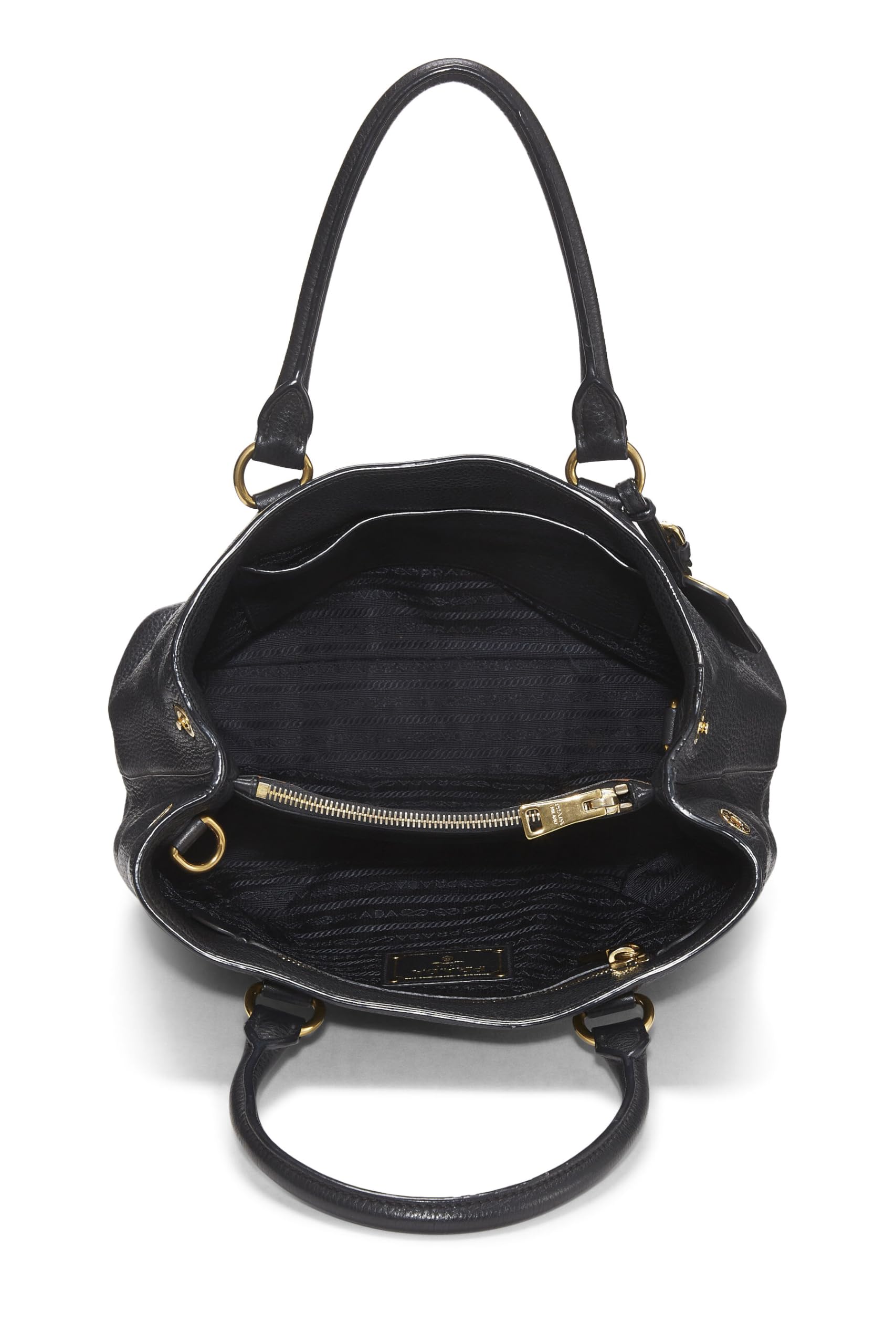 Prada Daino Convertible Handbag Vitello Black Small Travel Bag