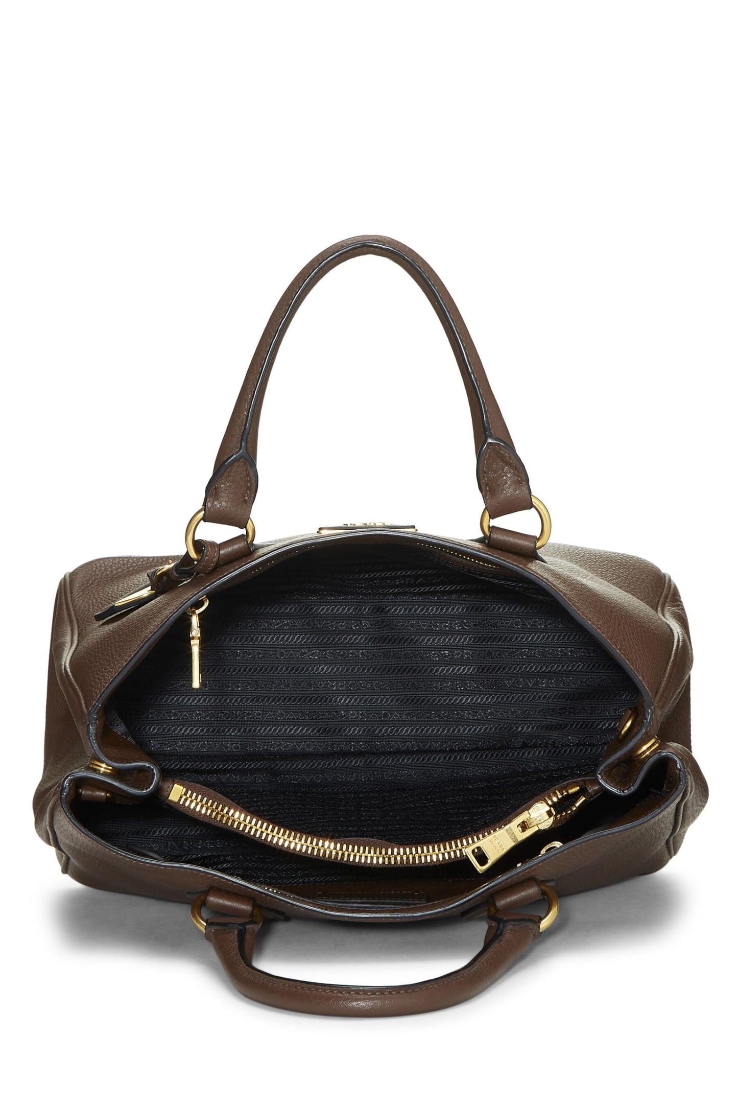 Prada Daino Convertible Tote Vitello Brown Top Handle Tote Bag