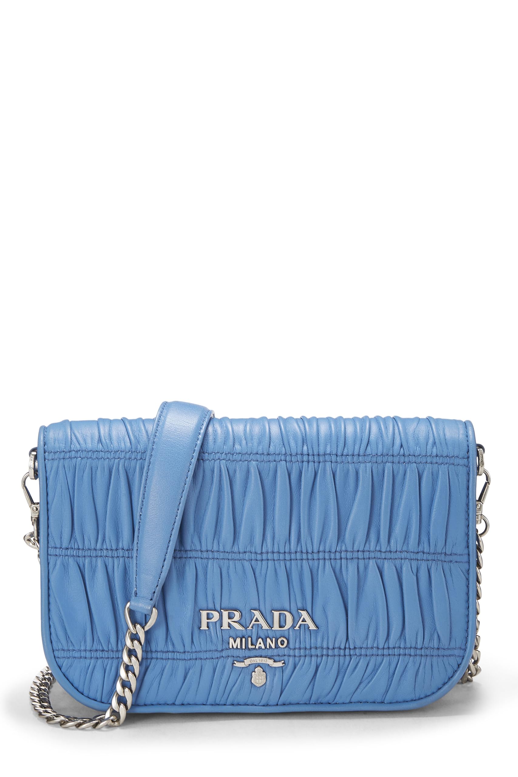 Prada Nappa Gaufre Shoulder Bag Blue