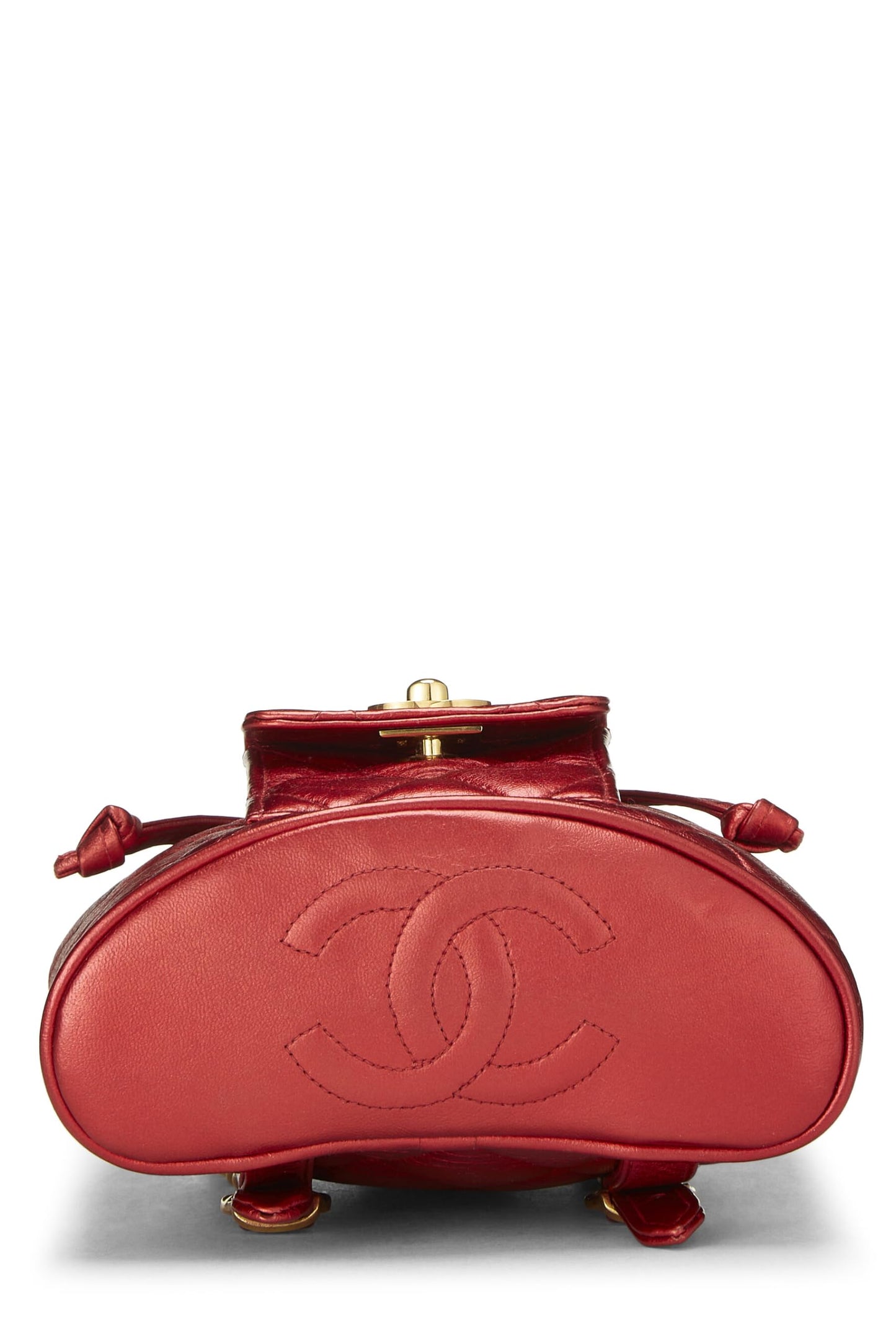 Chanel Red Metallic Leather Classic Backpack Mini, Red