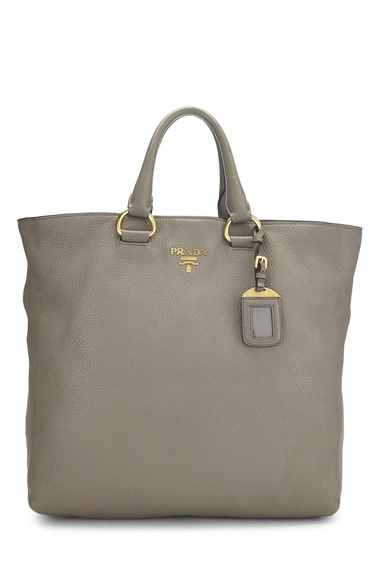Prada Grey Daino Shopping Tote Grey Vitello Gray Tote Bag