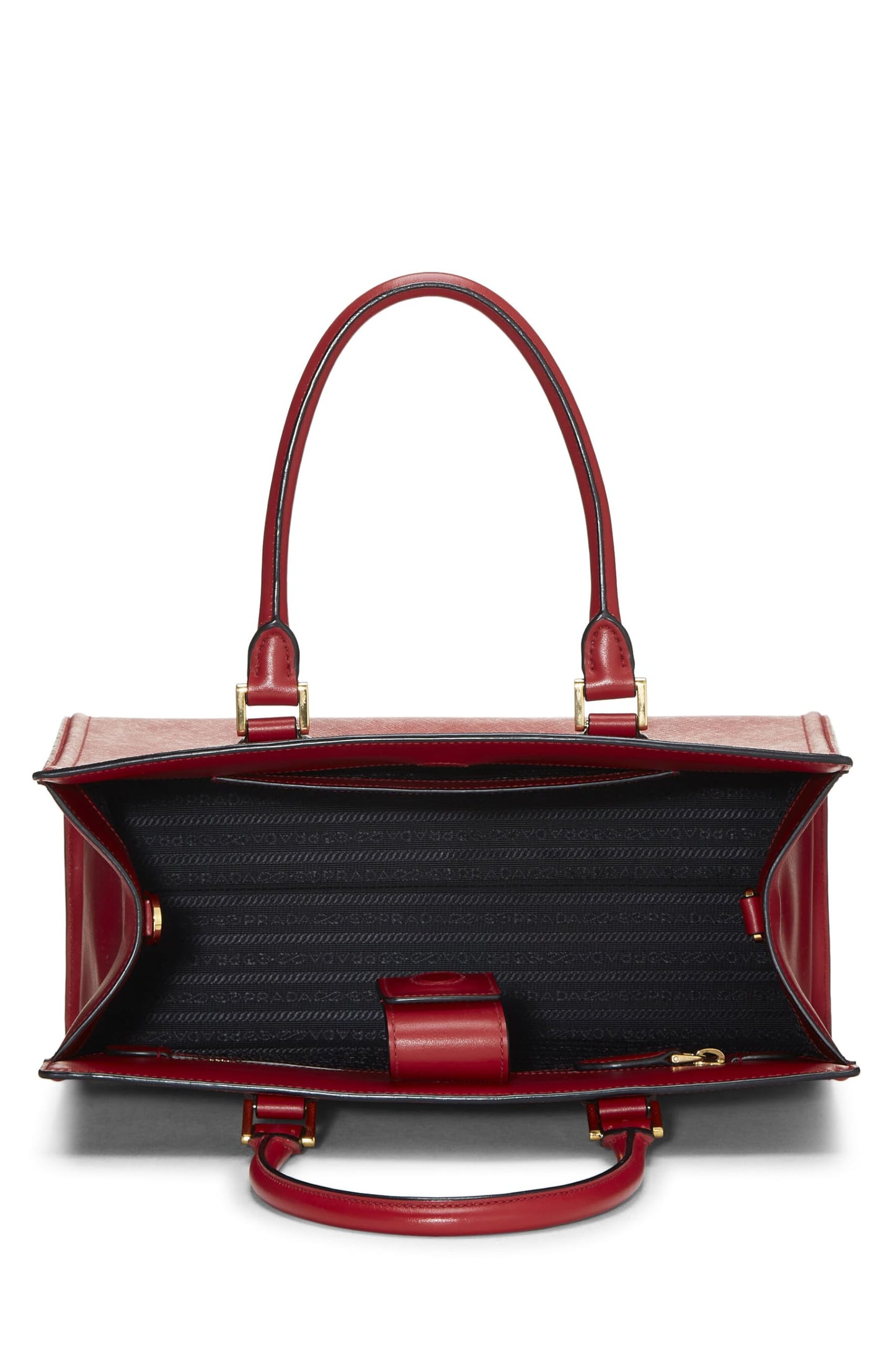 Prada Convertible Handbag Saffiano Red Travel Bag