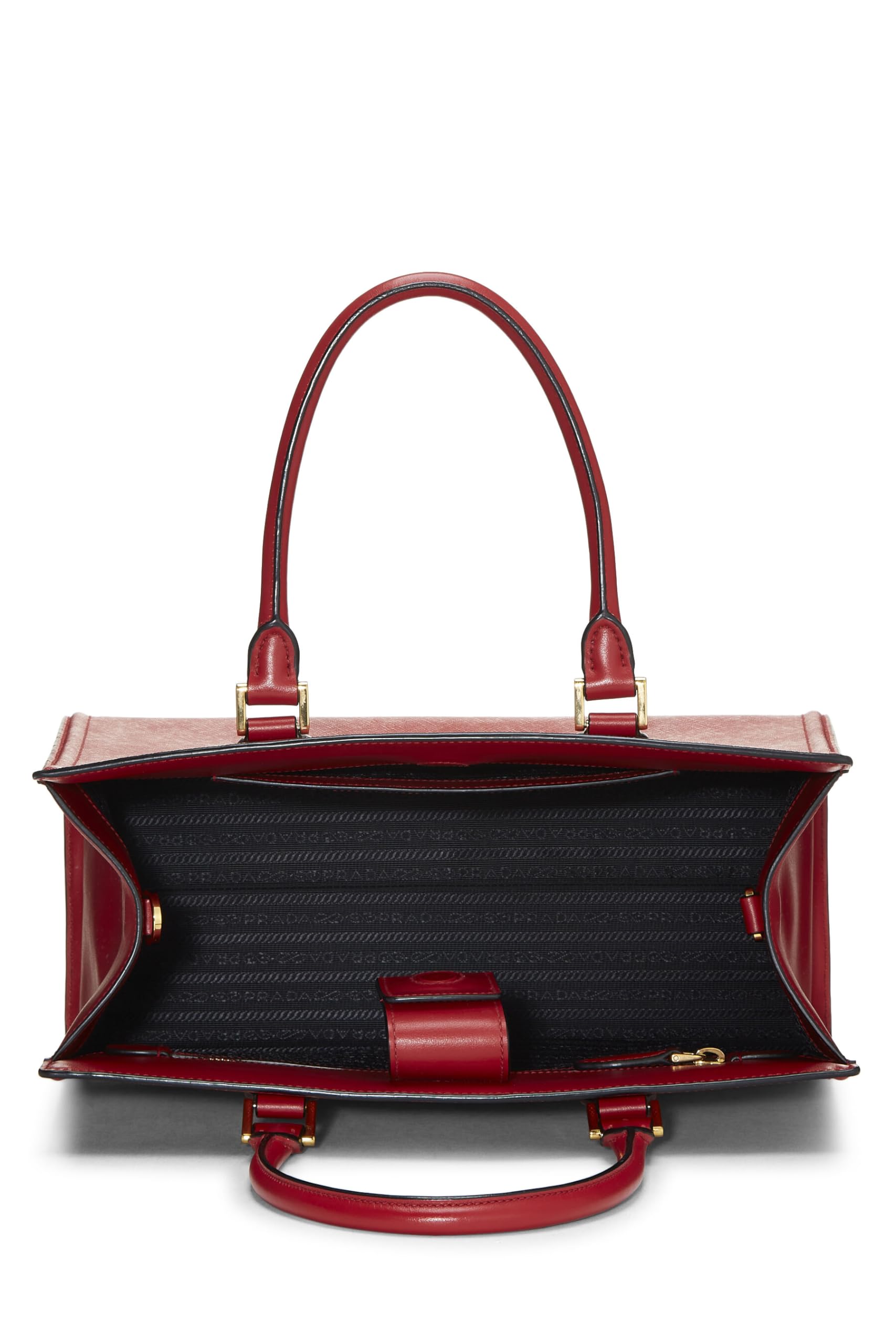 Prada Convertible Handbag Saffiano Red Travel Bag