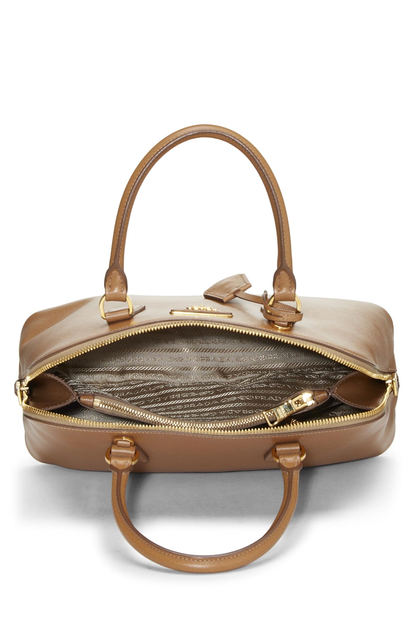Prada Promenade Luxury Handbag Saffiano Brown Medium Travel Bag
