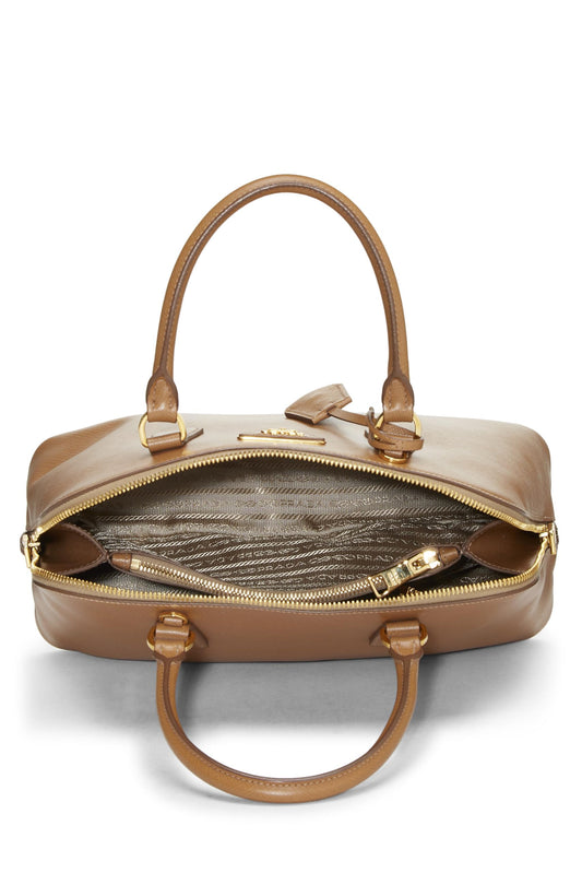 Prada Promenade Luxury Handbag Saffiano Brown Medium Travel Bag