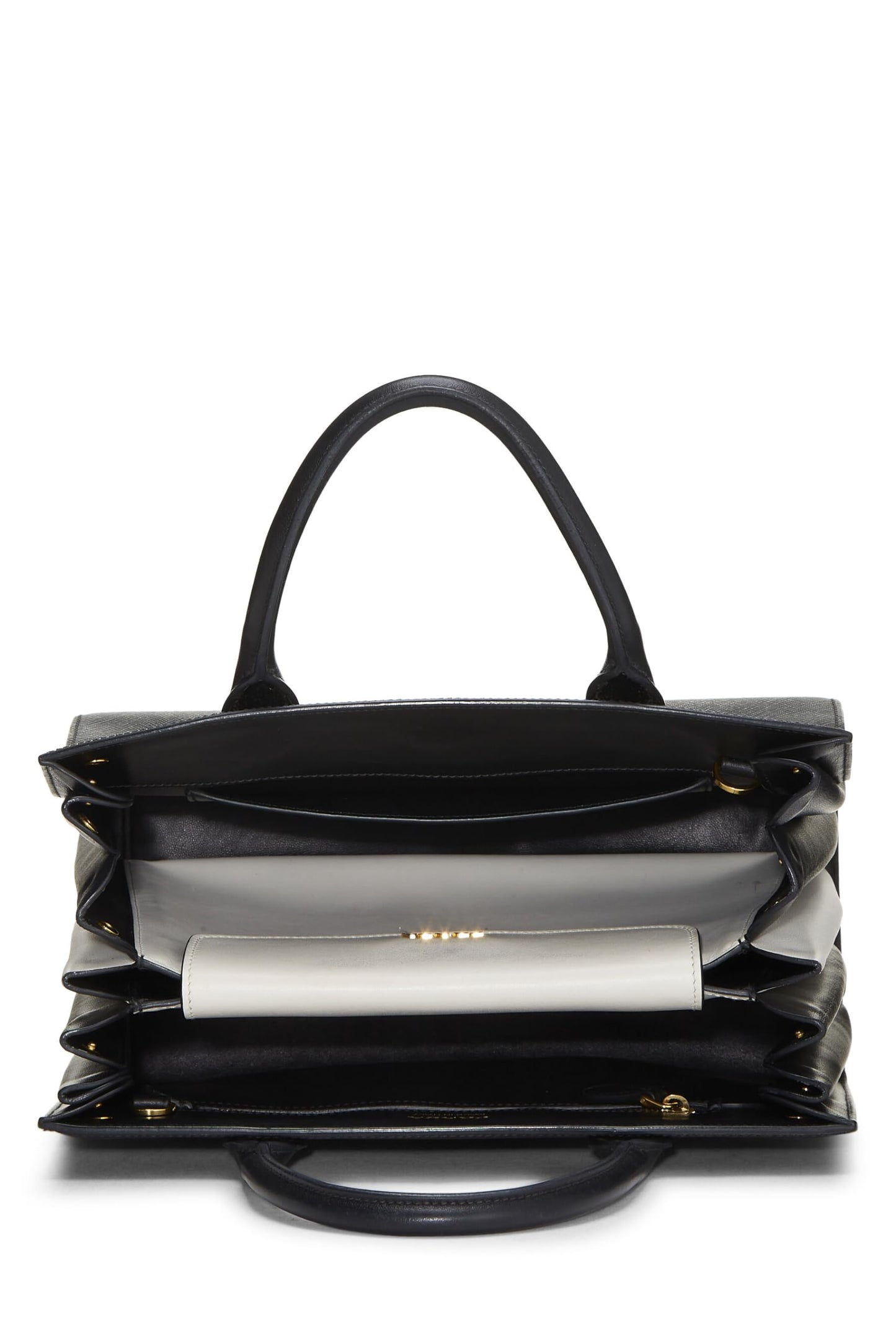 Prada Bibliotheque Luxury Handbag Saffiano Black Small Travel Bag