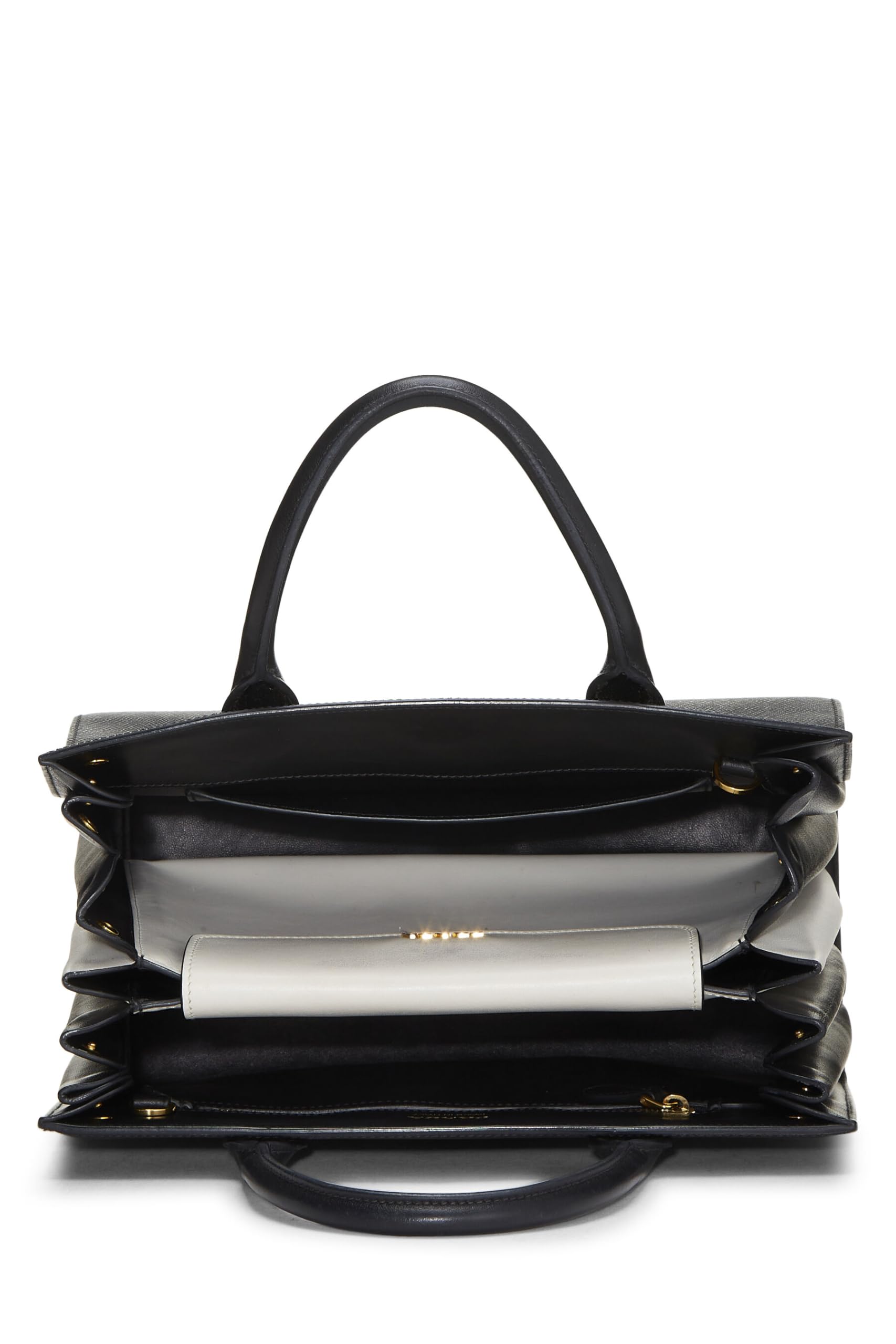 Prada Bibliotheque Luxury Handbag Saffiano Black Small Travel Bag