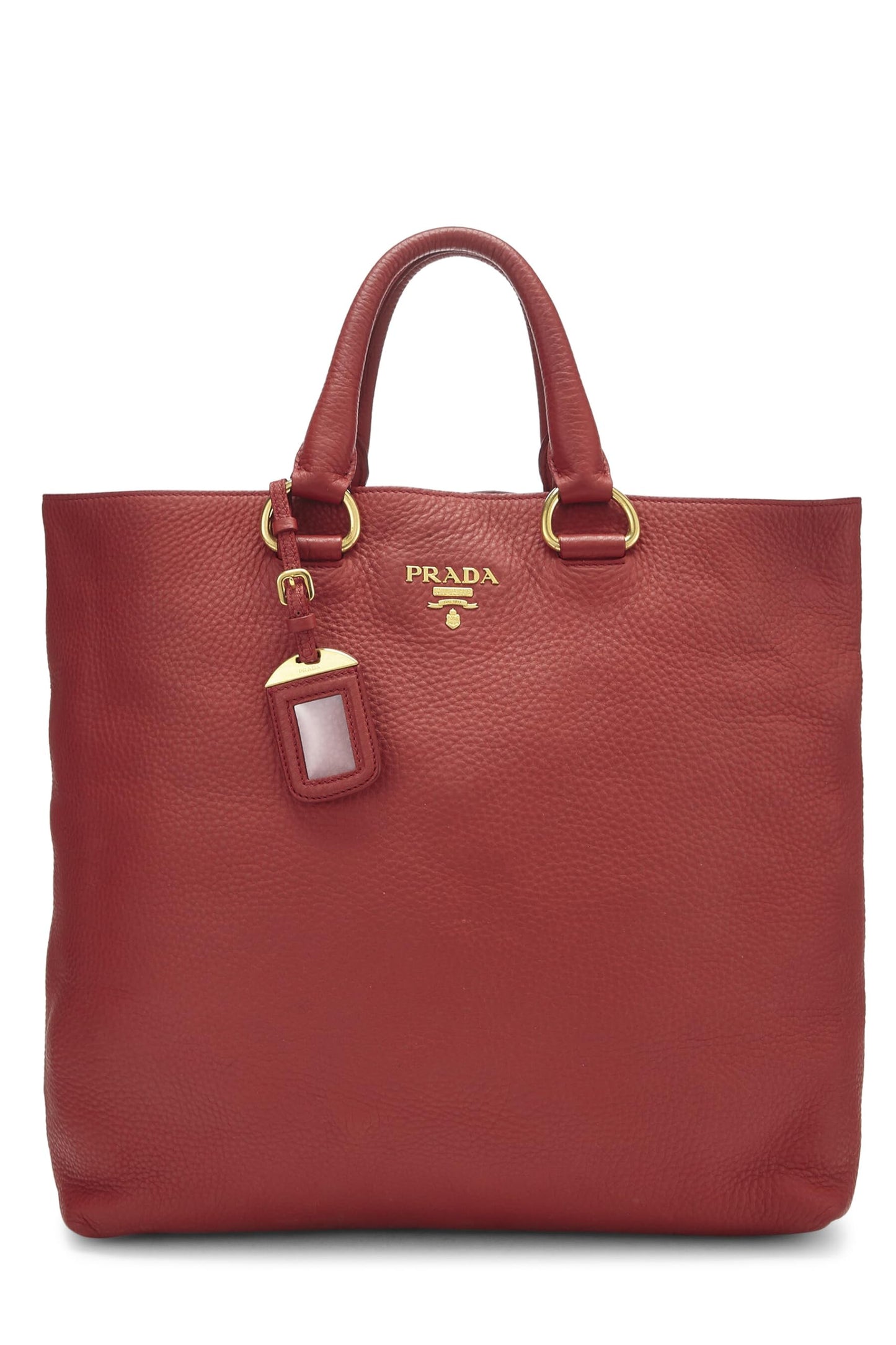 Prada Daino Convertible Shopping Tote Vitello Red Medium Tote Bag