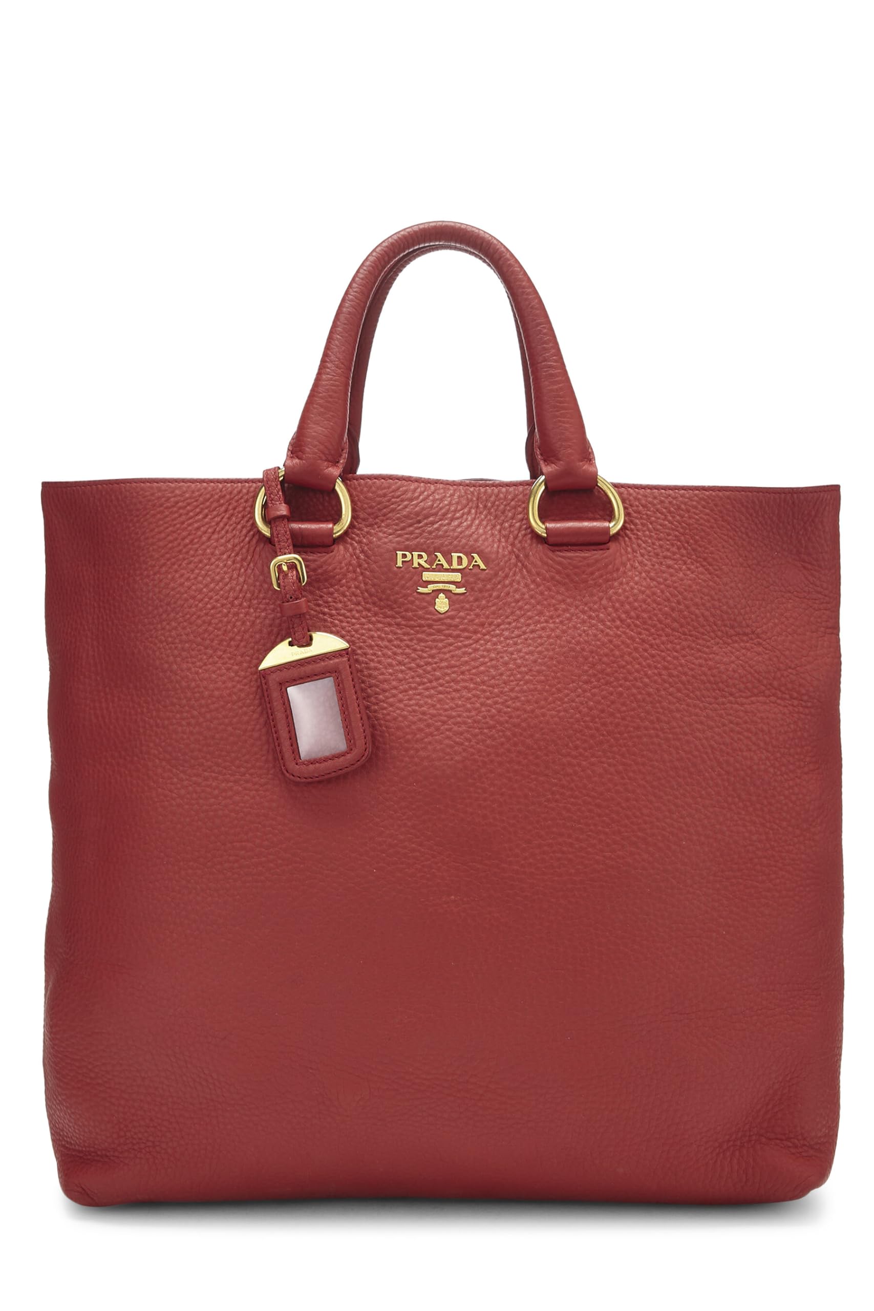 Prada Daino Convertible Shopping Tote Vitello Red Medium Tote Bag