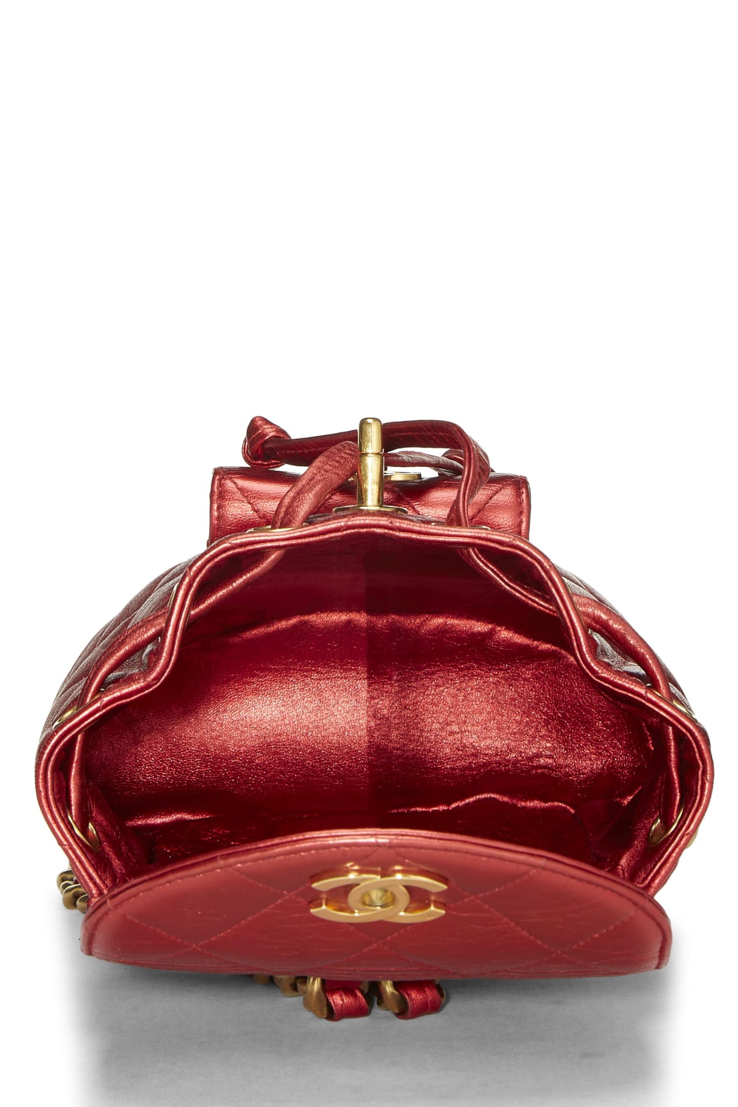 Chanel Red Metallic Leather Classic Backpack Mini, Red