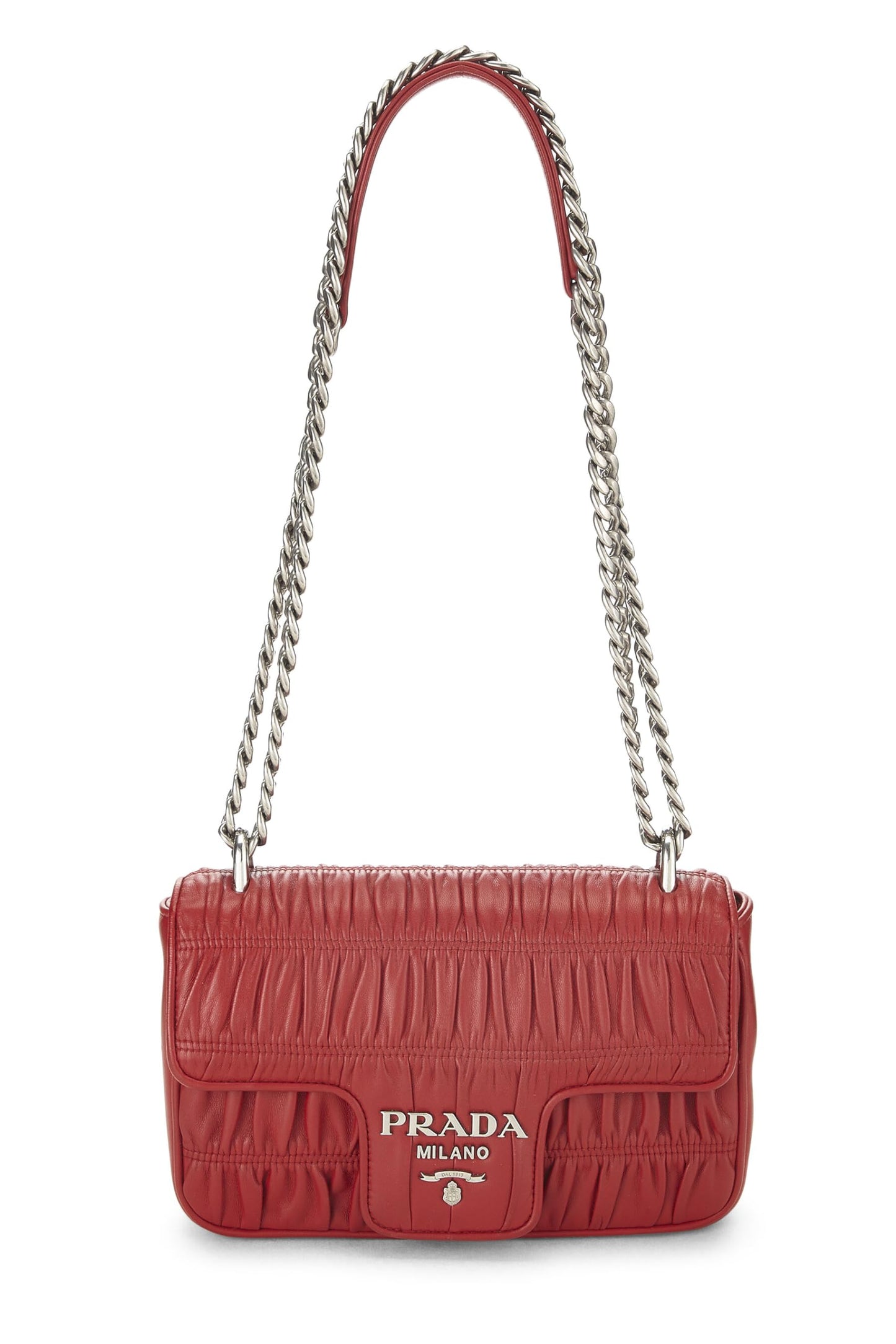Prada Nappa Gaufre Crossbody Bag Red