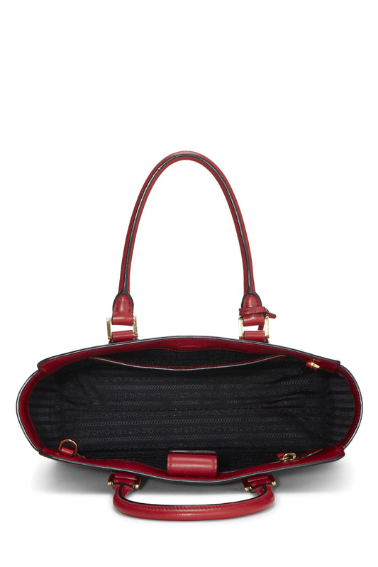 Prada Convertible Handbag Saffiano Red Small Travel Bag