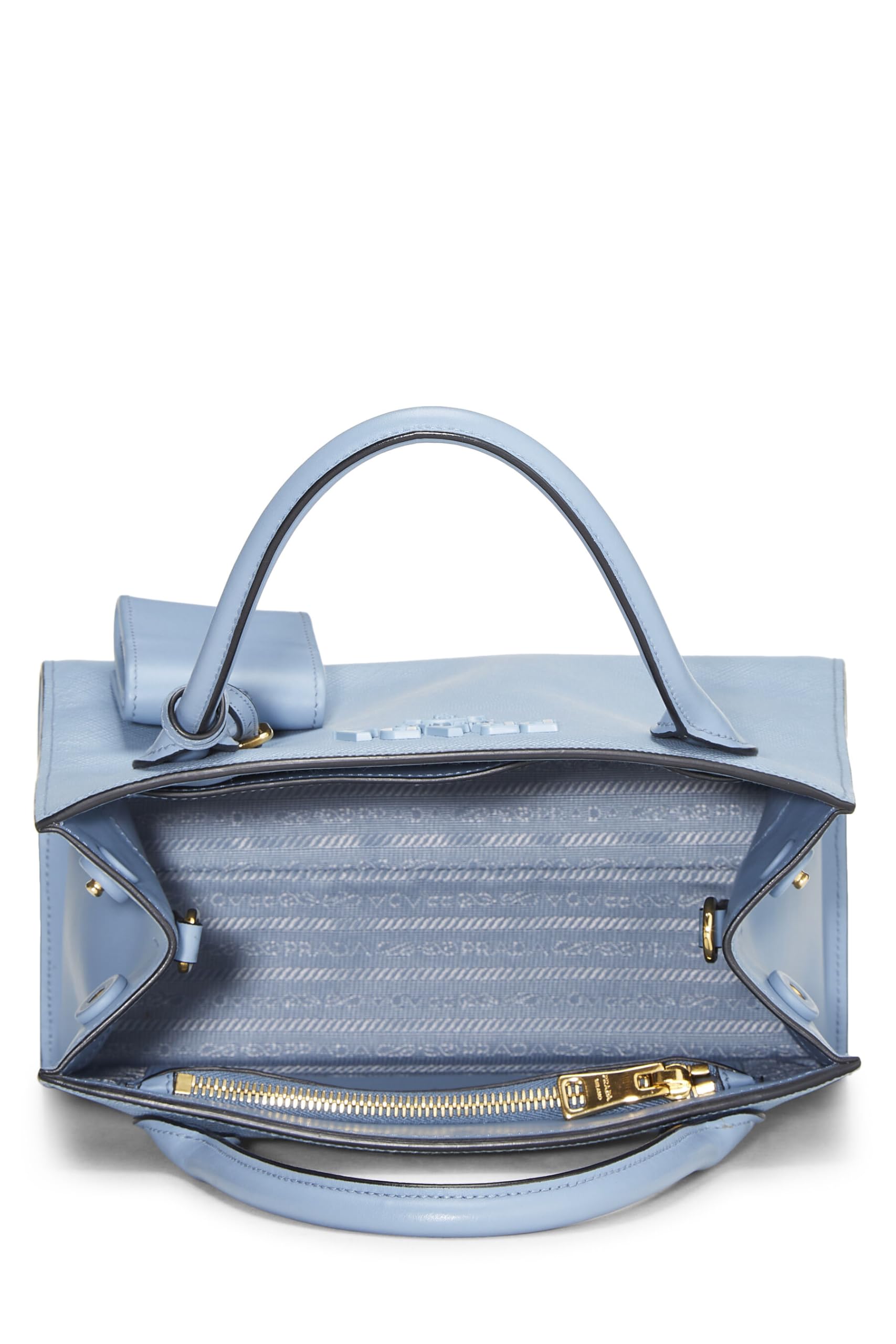 Prada Monochrome Bag Leather Saffiano Blue Travel Bag