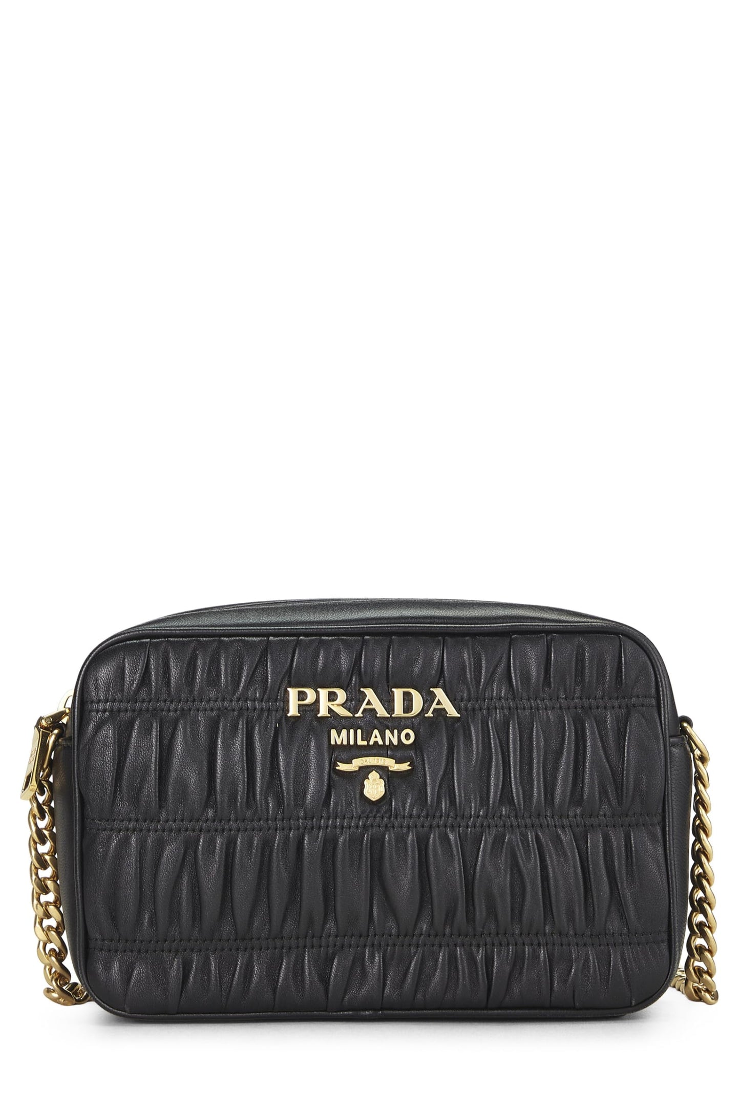 Prada Nappa Gaufre Camera Bag Black Crossbody Bag