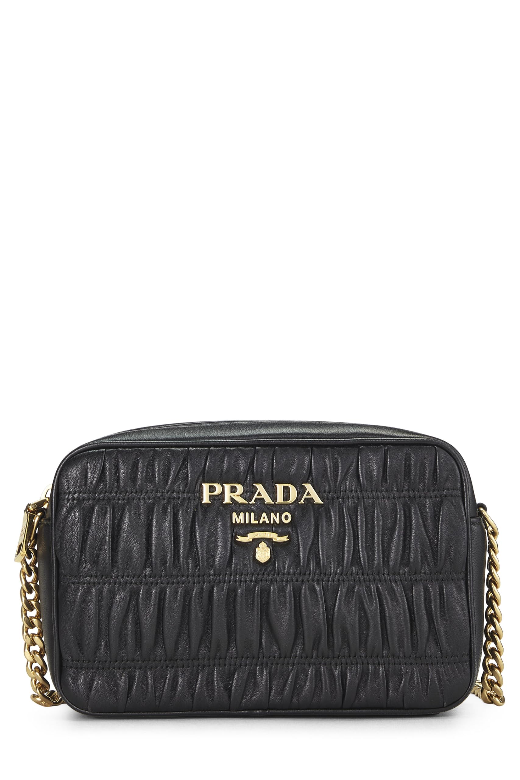 Prada Nappa Gaufre Camera Bag Black Crossbody Bag