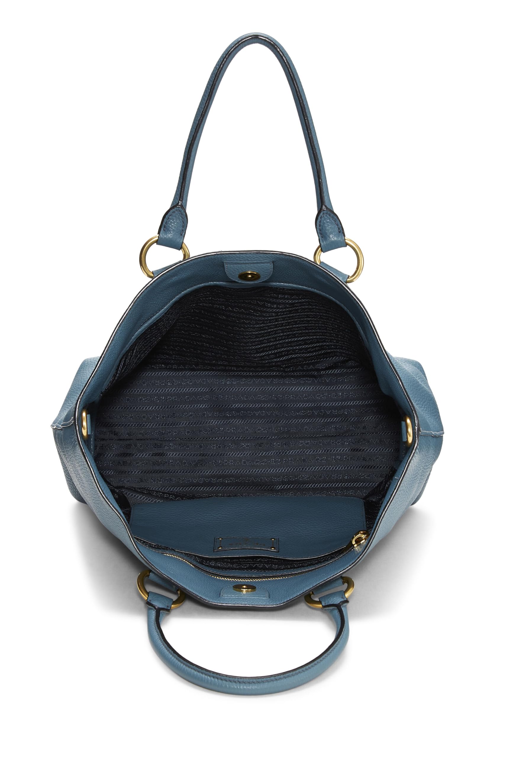 Prada Daino Convertible Tote Vitello Blue Medium Tote Bag