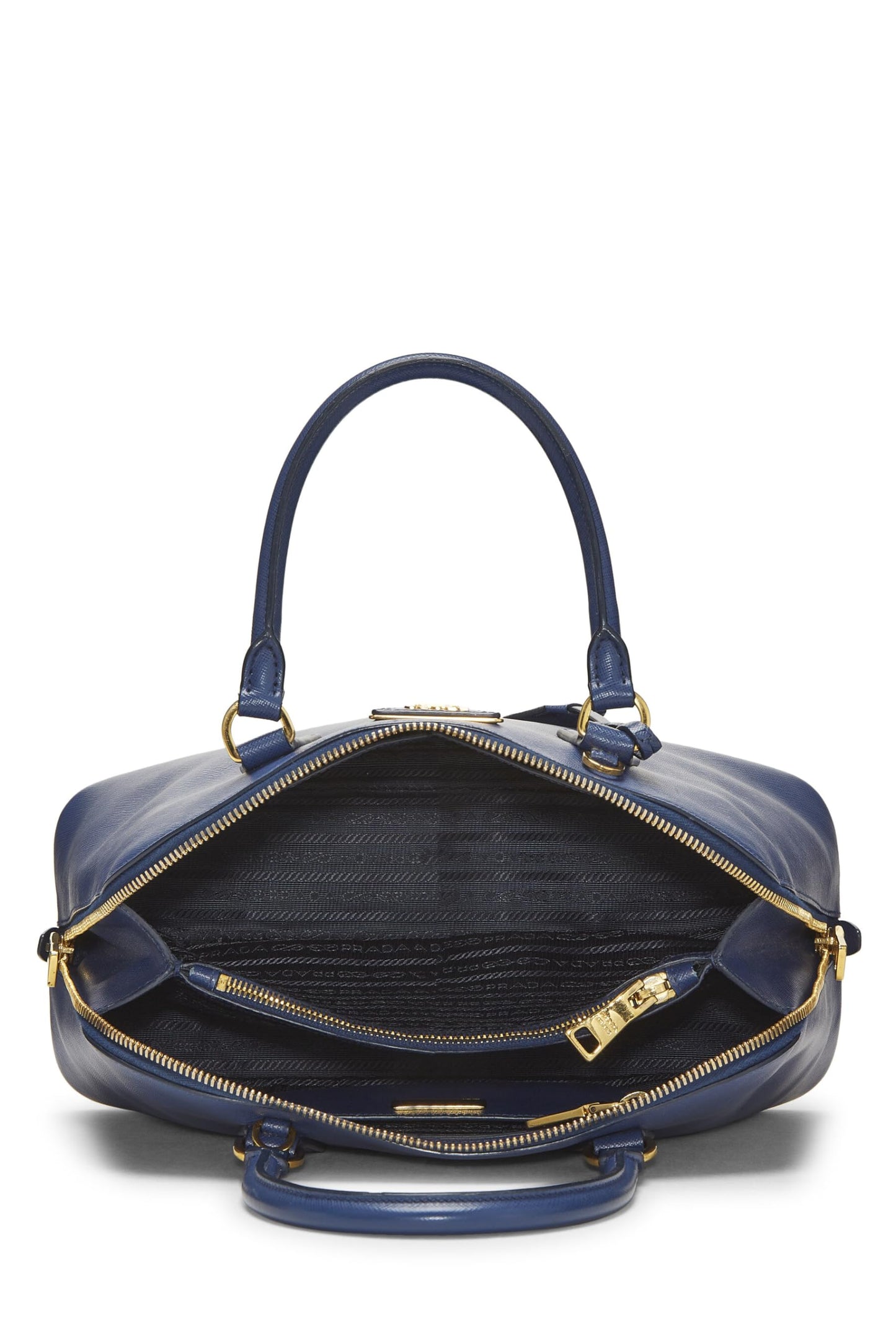 Prada Promenade Luxury Handbag Saffiano Blue Medium Travel Bag