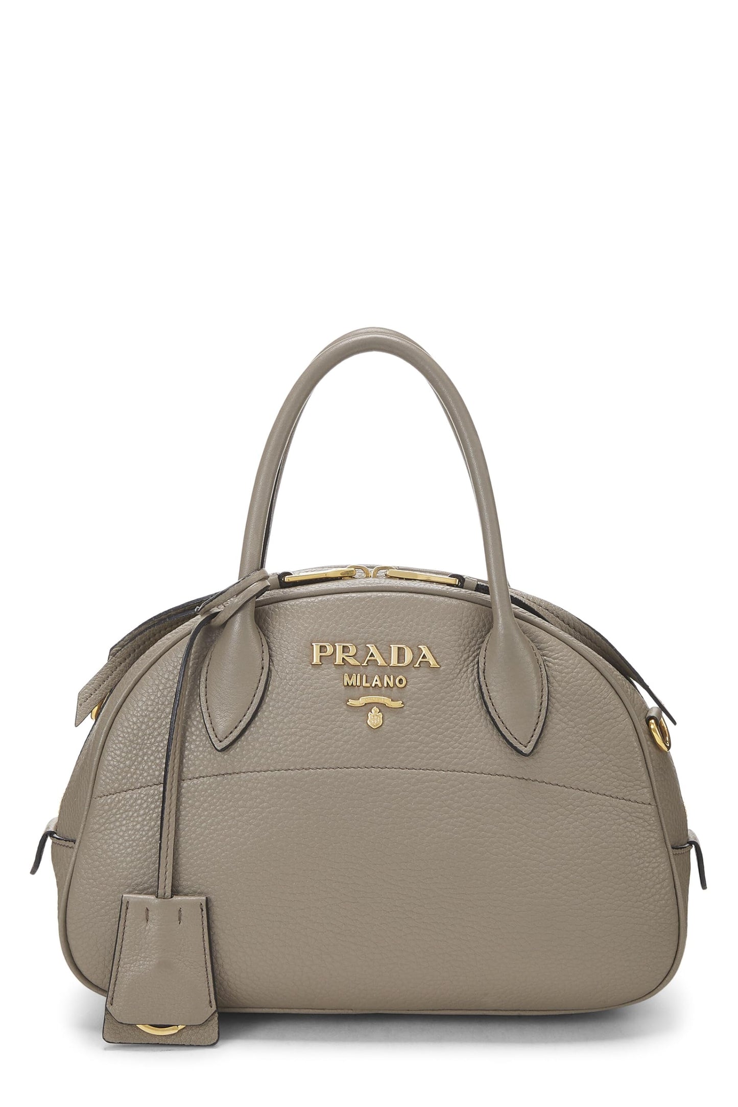 Prada Grey Daino Convertible Bowler Grey Luxury Handbag Vitello Gray Small Travel Bag
