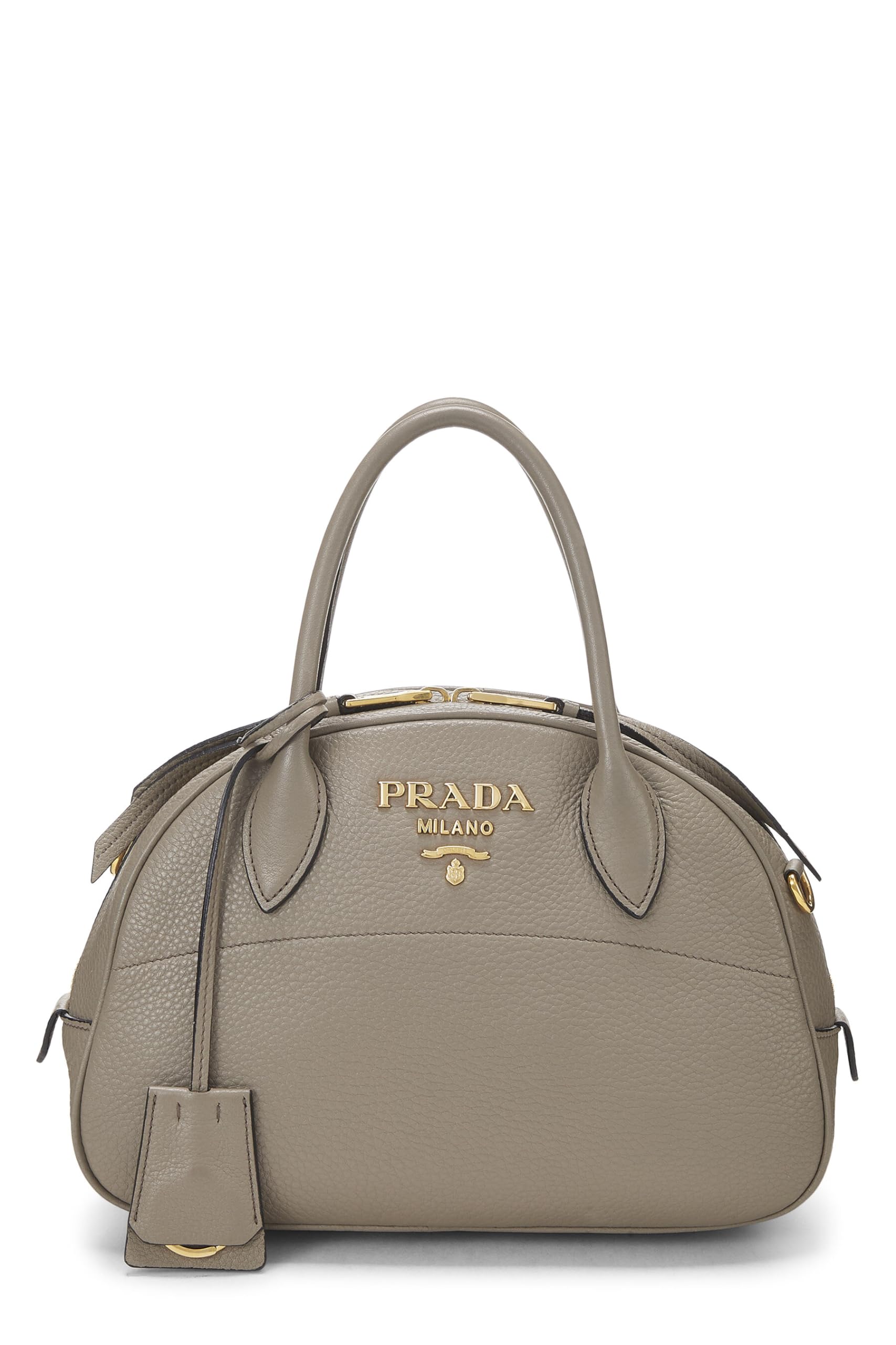 Prada Grey Daino Convertible Bowler Grey Luxury Handbag Vitello Gray Small Travel Bag