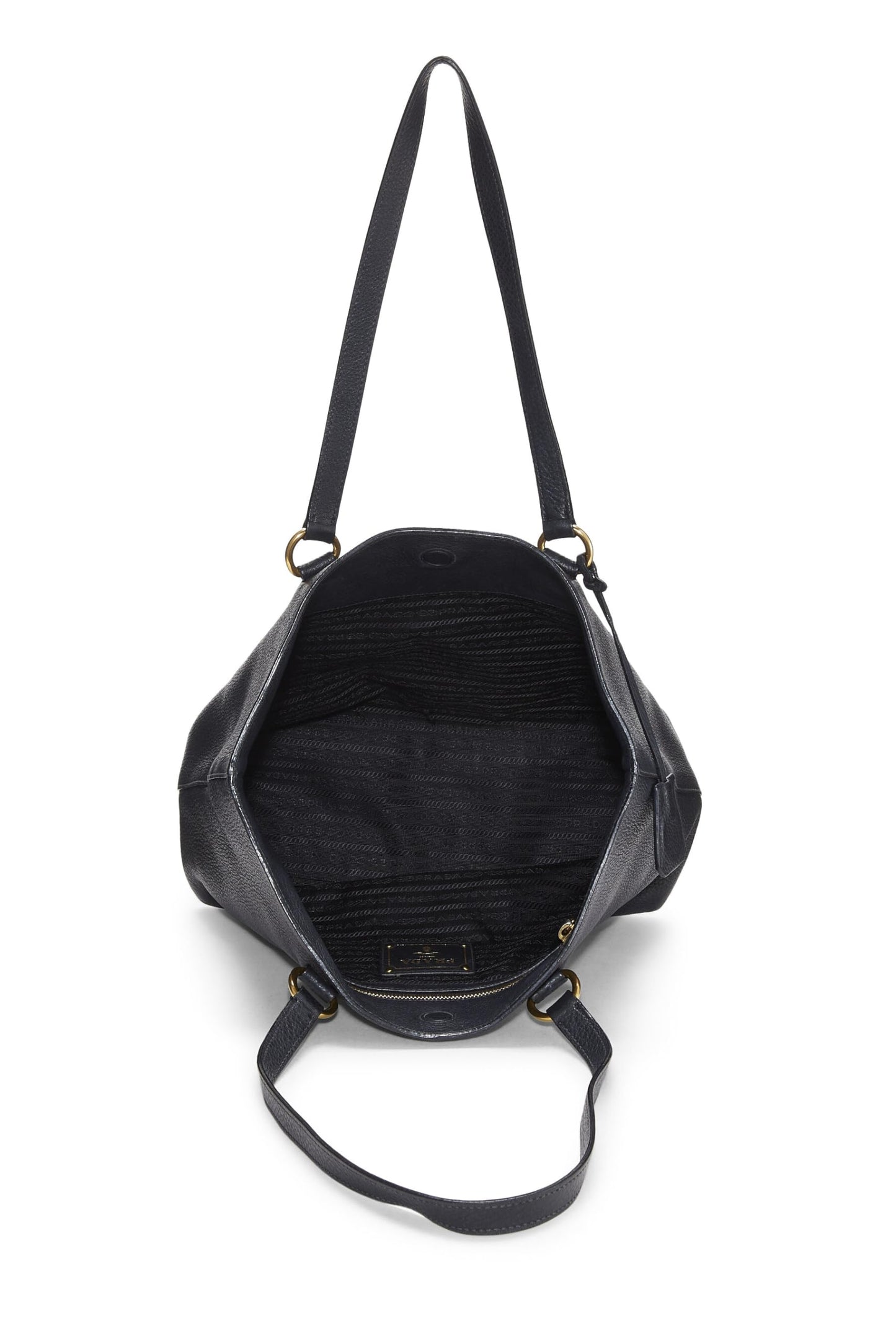 Prada Daino Tote Vitello Black Logo Tote Bag