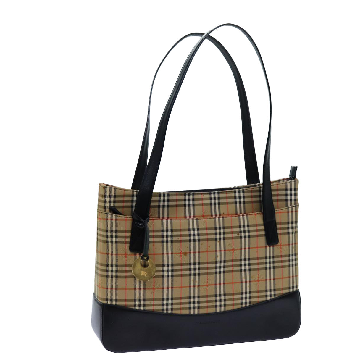 Burberry Luxury Nova Check Tote Bag Auth Canvas Black Beige