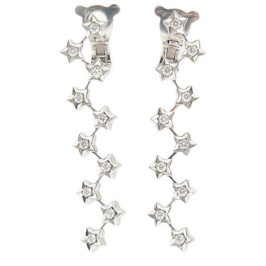 Chanel White Gold Comete Star Diamond Earrings Jewelry