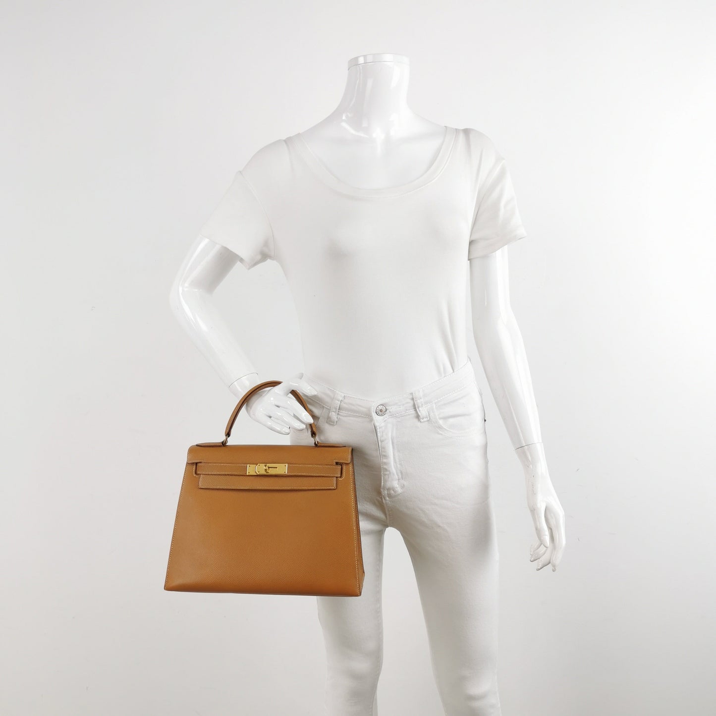 Hermes Kelly Sellier Epsom Hardware Handbag Leather Brown Travel Bag