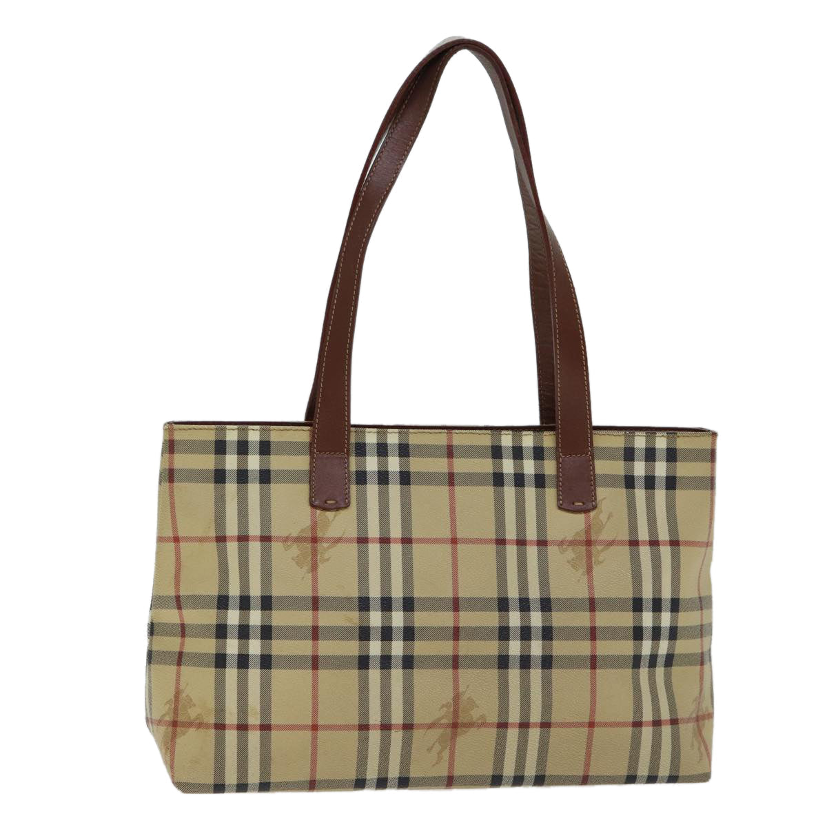 Burberry Luxury Nova Check Tote Bag Pvc Auth Brown Beige