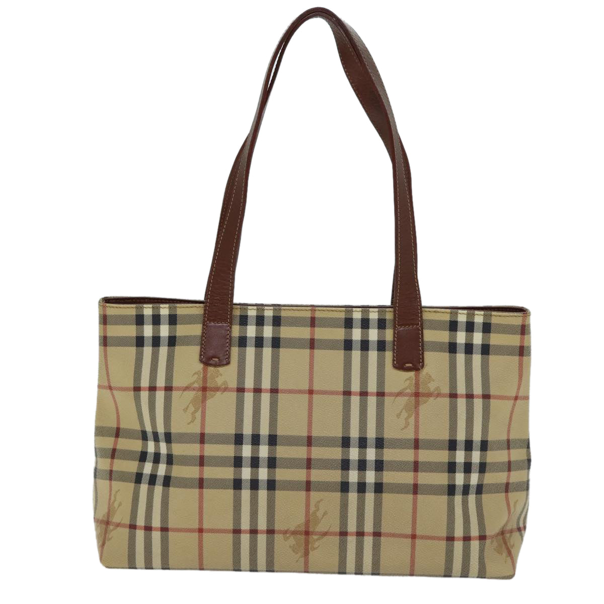 Burberry Luxury Nova Check Tote Bag Pvc Auth Brown Beige