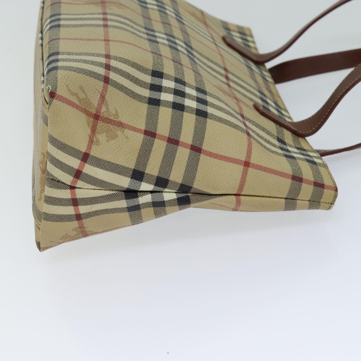 Burberry Luxury Nova Check Tote Bag Pvc Auth Brown Beige