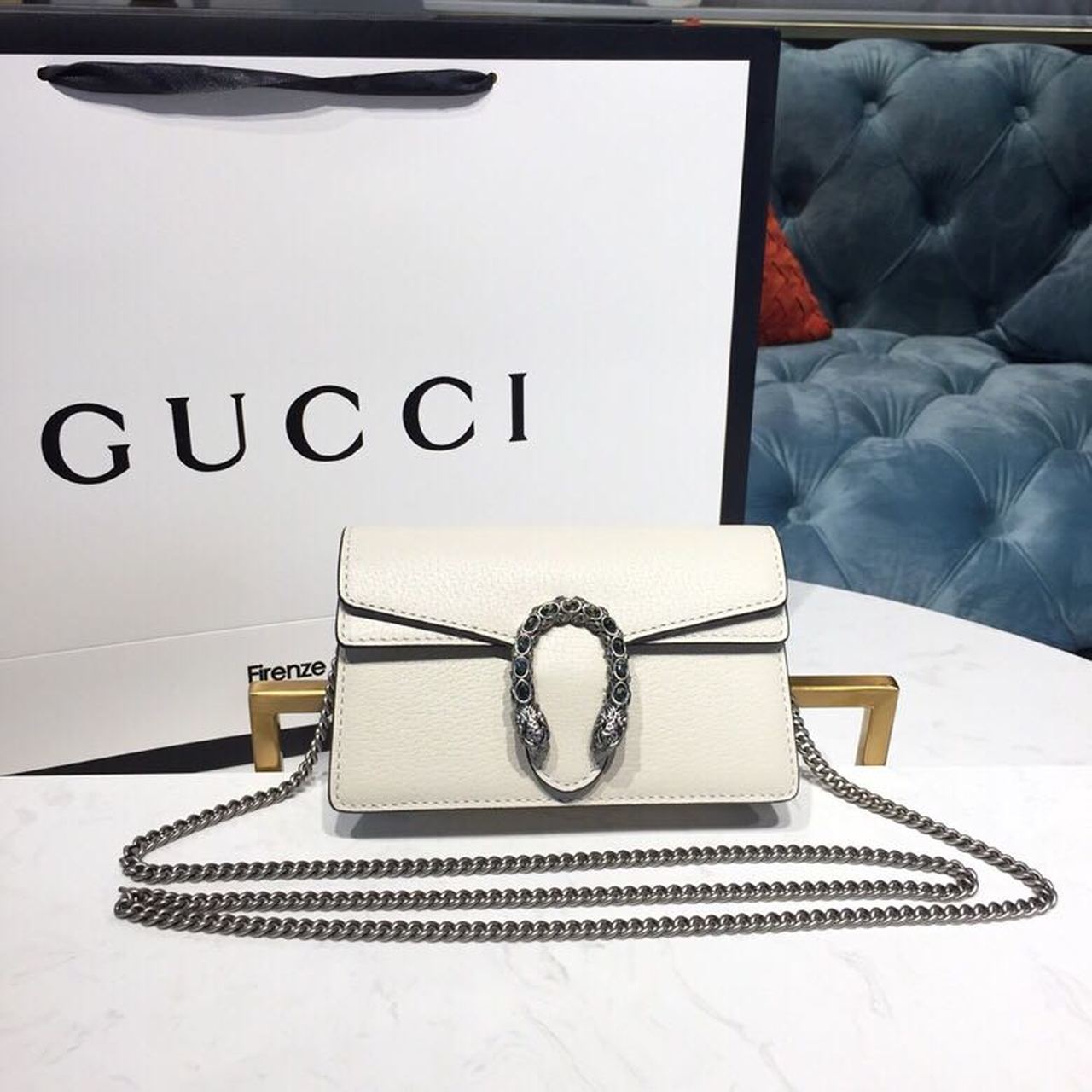 gg Dionysus Super Metal-Free Tanned White Mini Bag