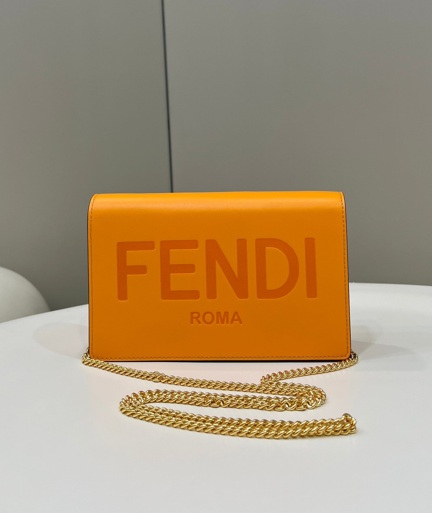 Wallet On Orange Mini Chain Crossbody Bag